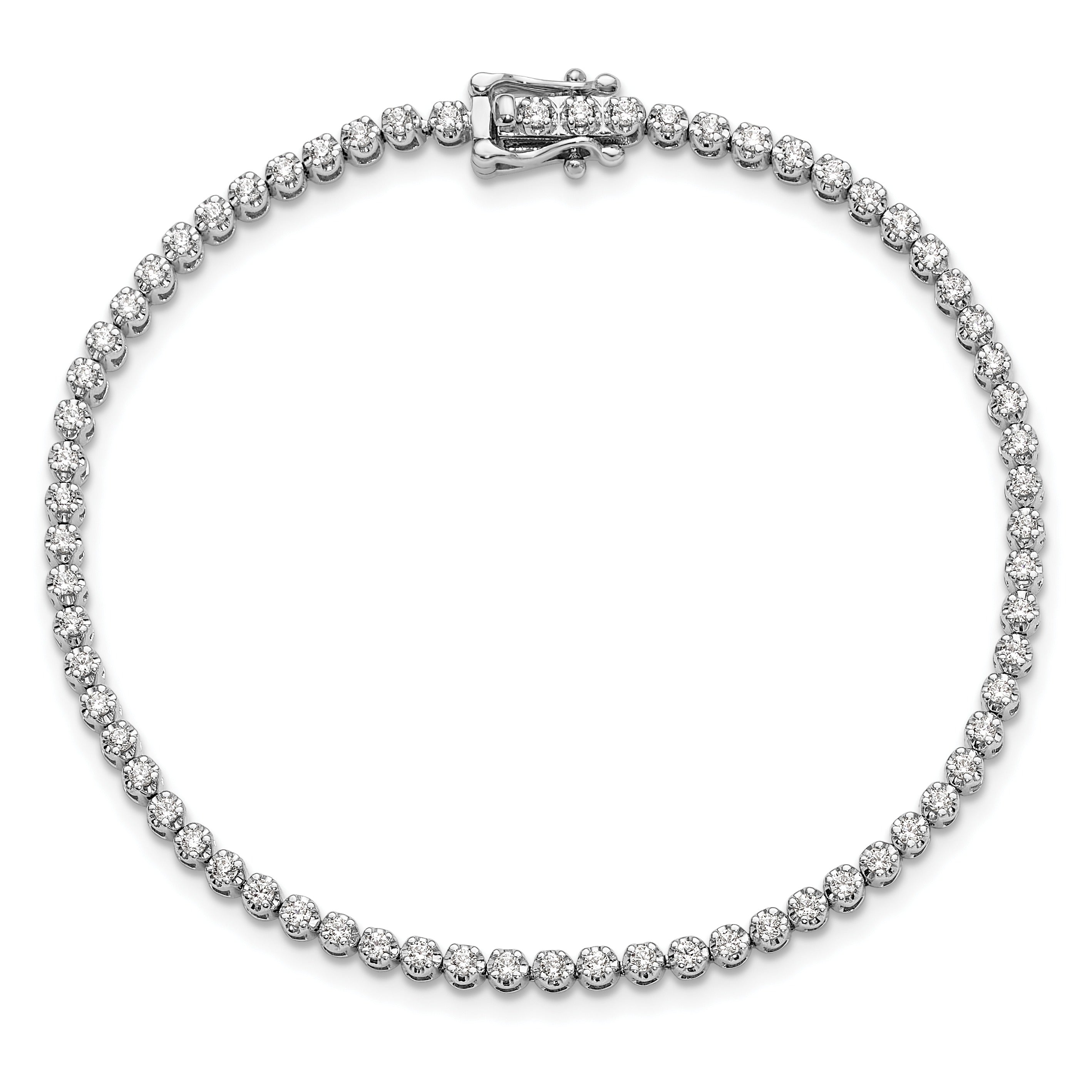14k White Gold 1 carat Lab Diamond Round Tennis Bracelet
