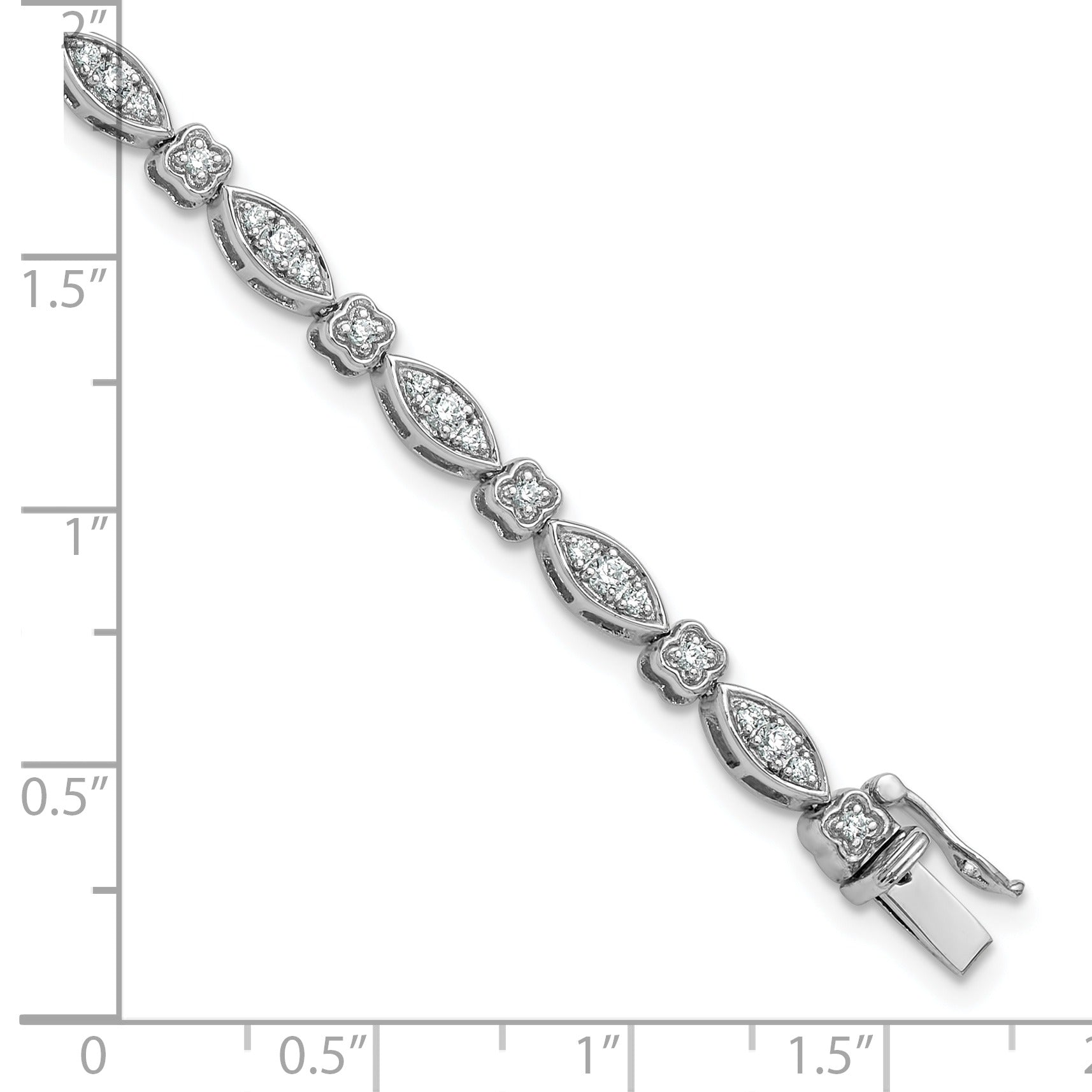 14k White Gold 1 carat Lab Grown Diamond  7 inch Fancy Bracelet