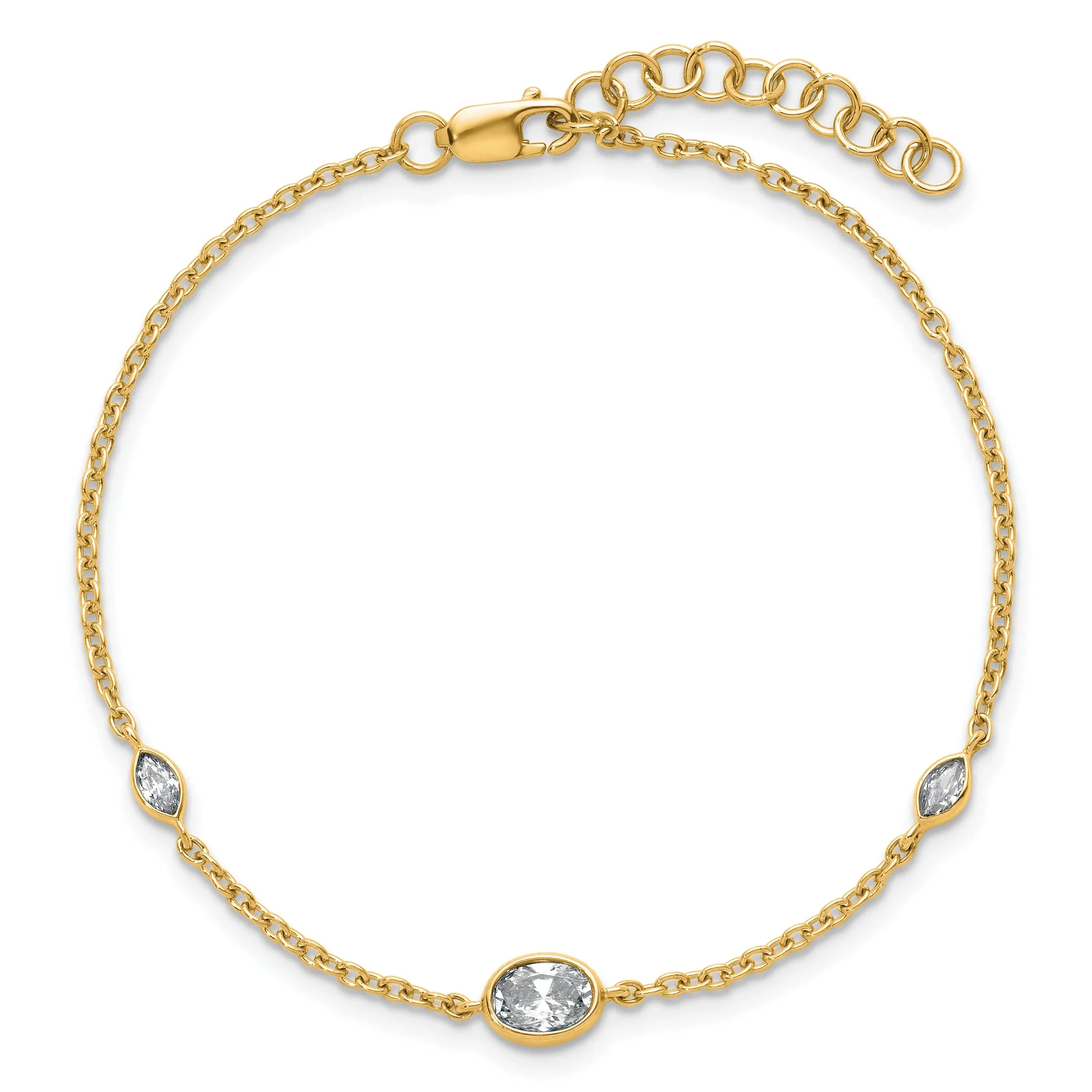14K Yellow Gold Lab Diamond Extension Station Bolo Bracelet - Fine Diamond