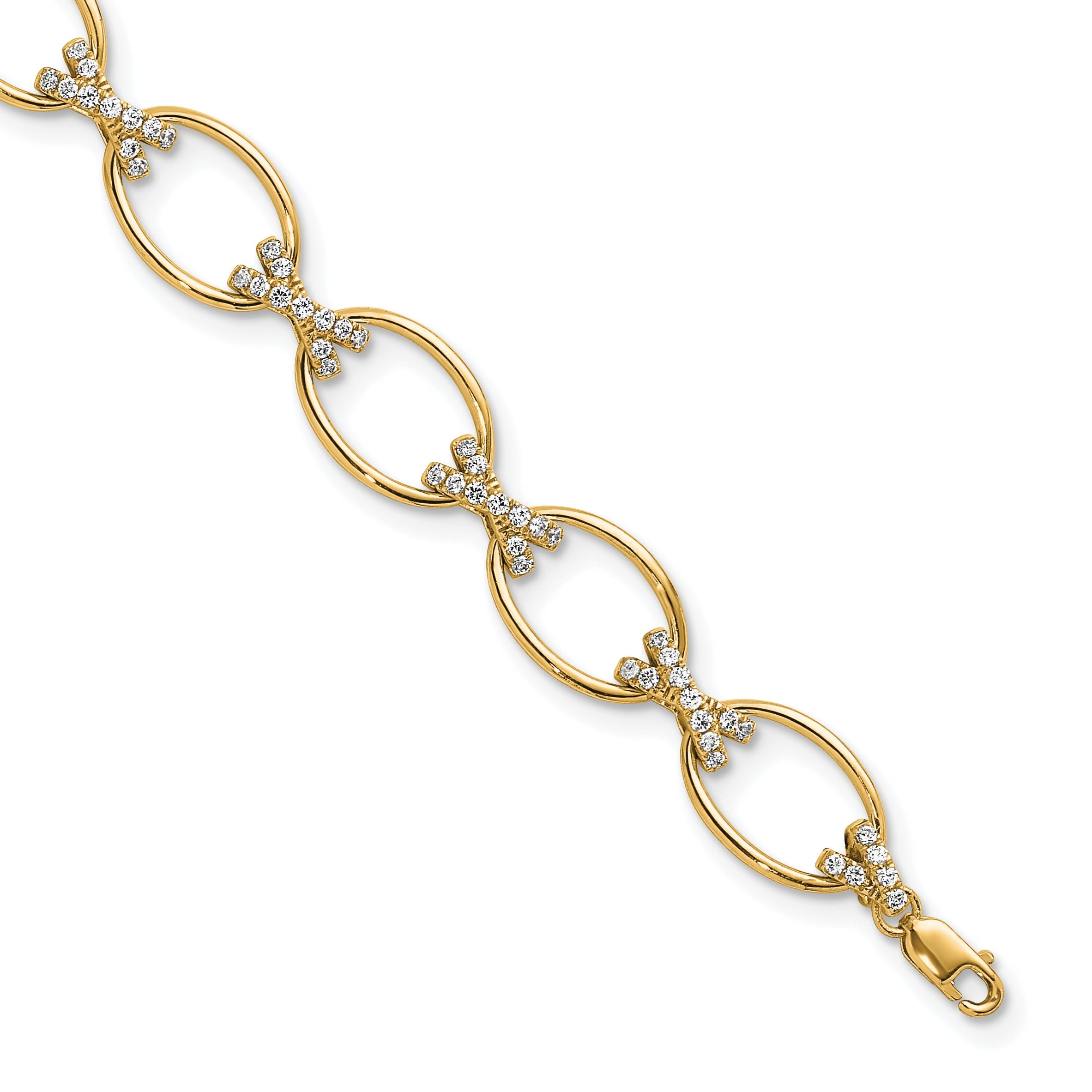14k Yellow Gold 1/6 Carat Lab Diamond X and O Bracelet