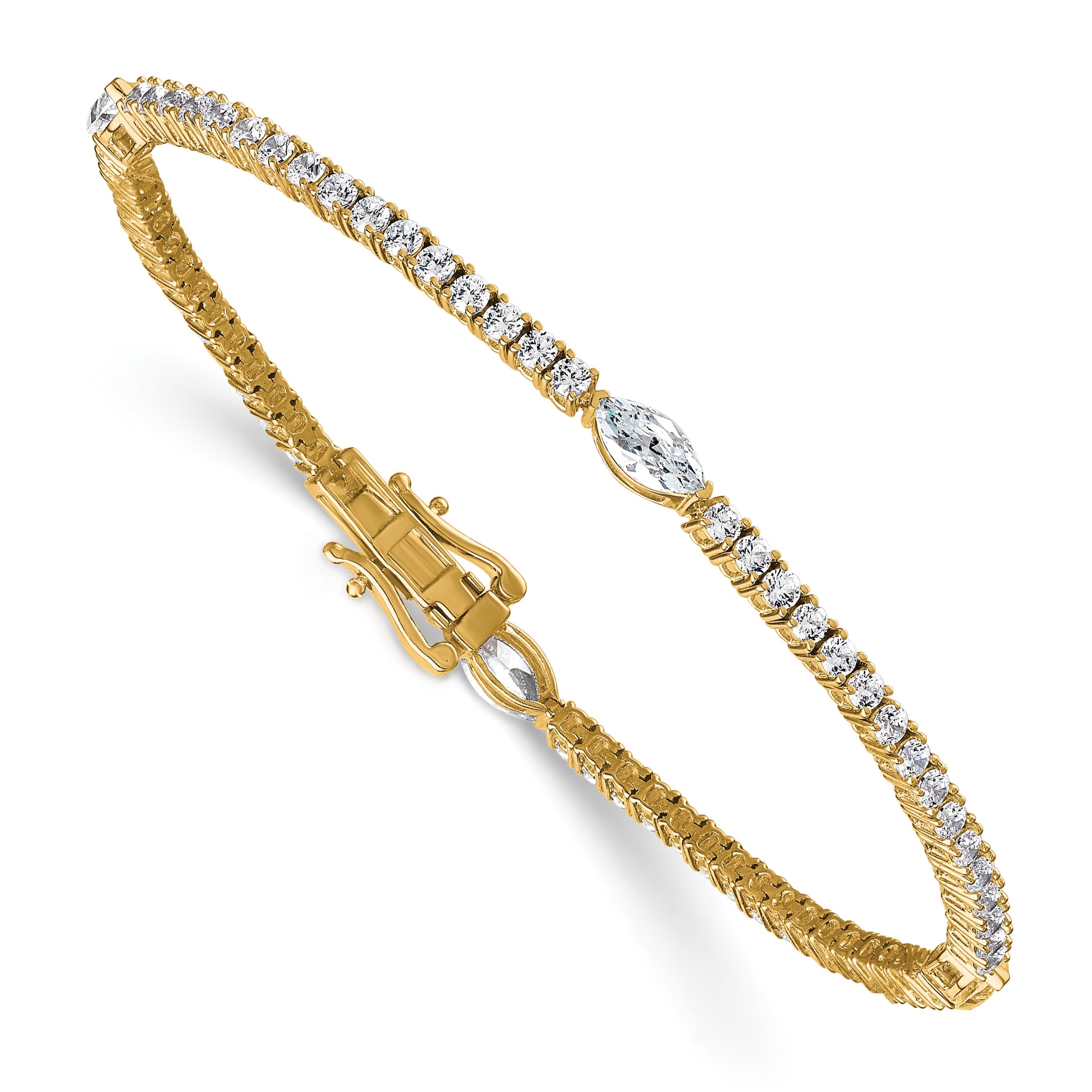 14K Gold 3 5/8 carat Lab Grown Diamond Round and Marquise Bracelets