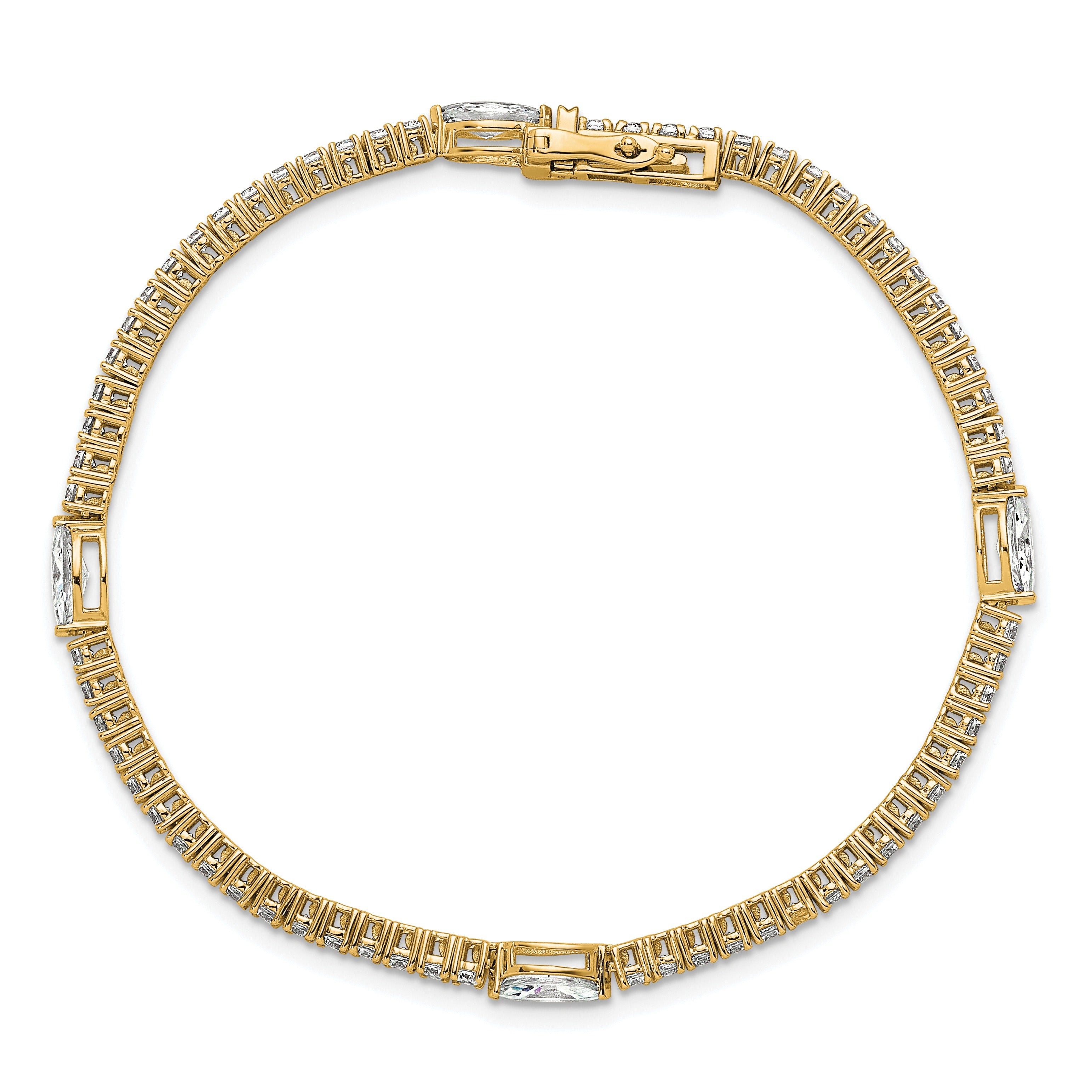 14K Gold 3 5/8 carat Lab Grown Diamond Round and Marquise Bracelets