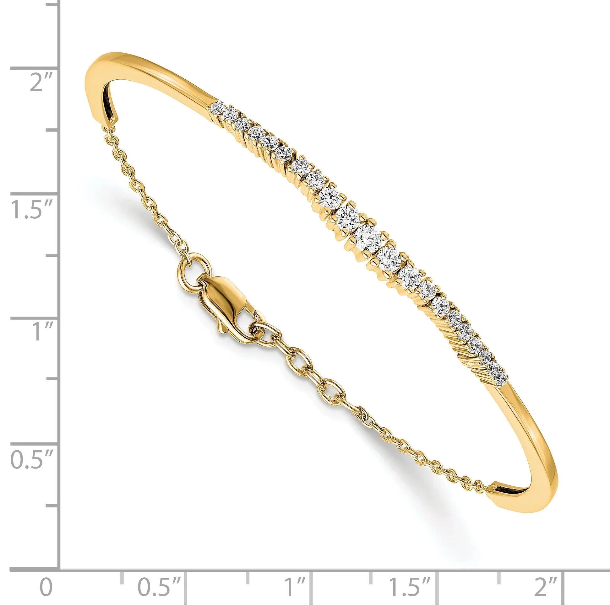 14k Gold Lab Grown Diamond Graduated Bangle Bracelet - Fine Diamond