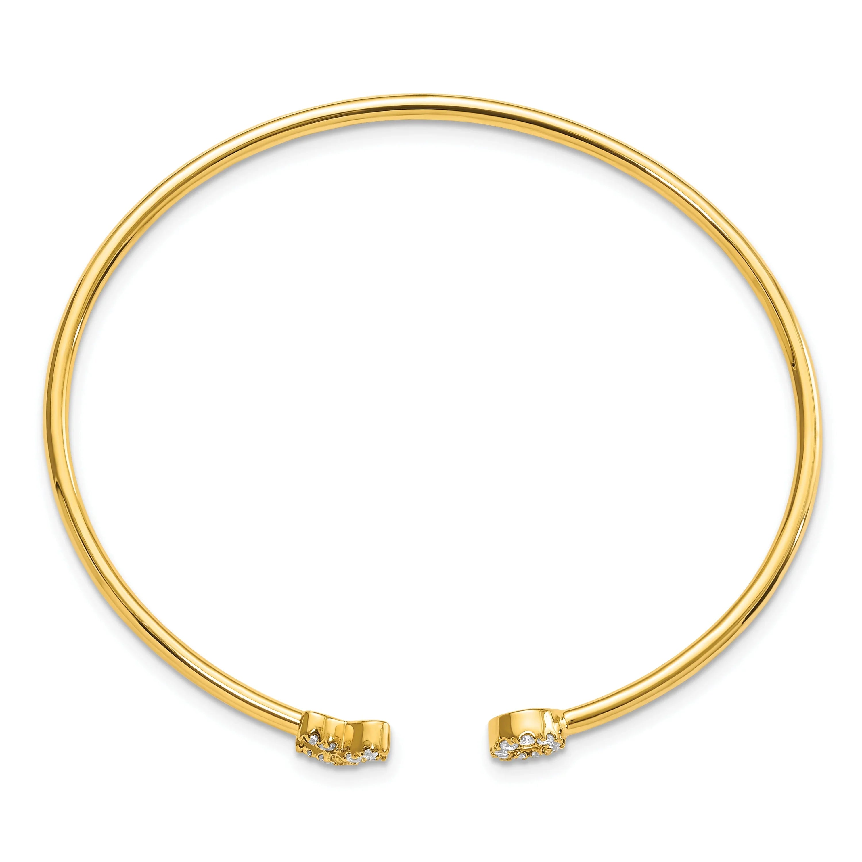 14k Yellow Gold Lab Diamond X and O Cuff Bangle Bracelet - Fine Diamond