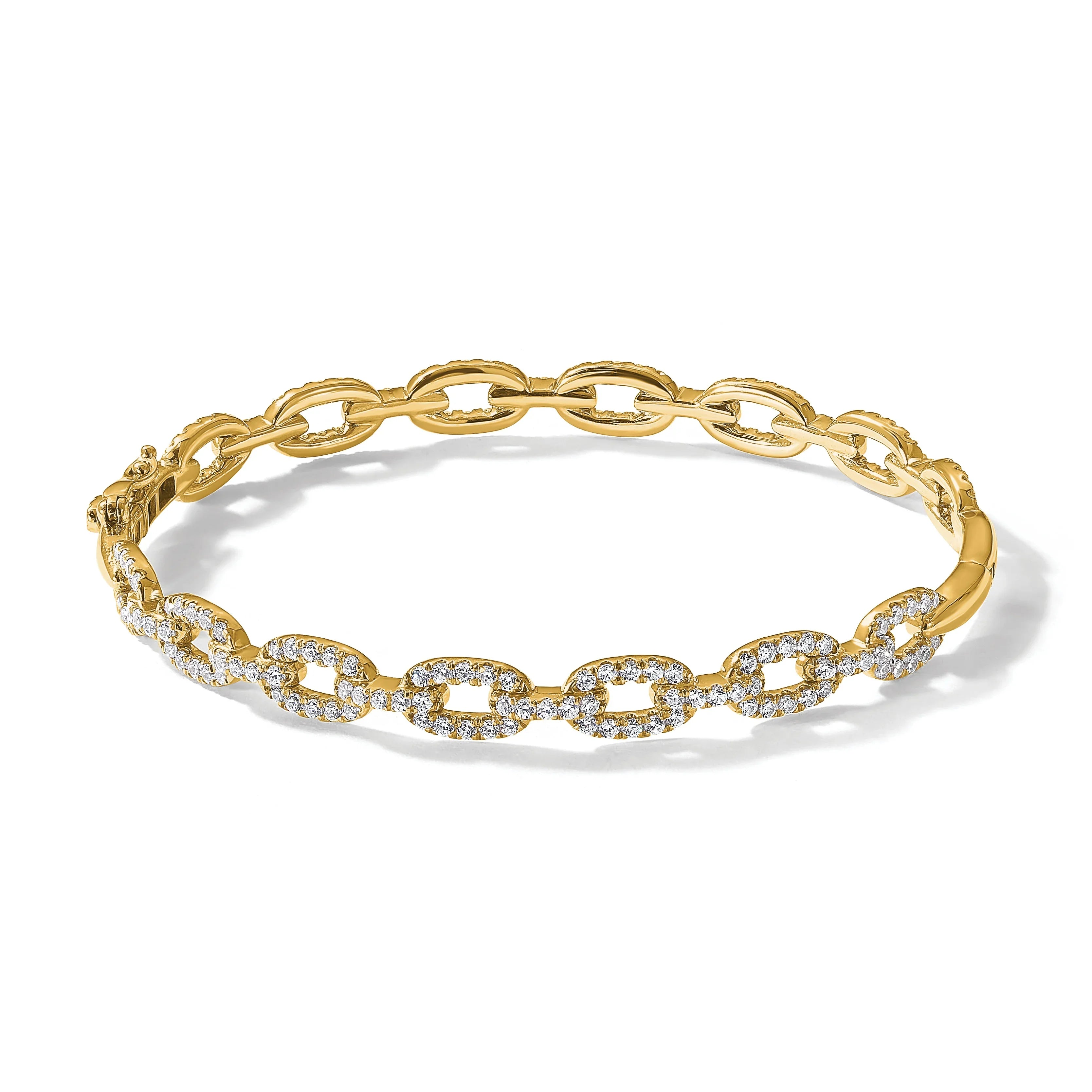 14K Yellow Gold Lab Grown Diamond Link Bracelet - Fine Diamond