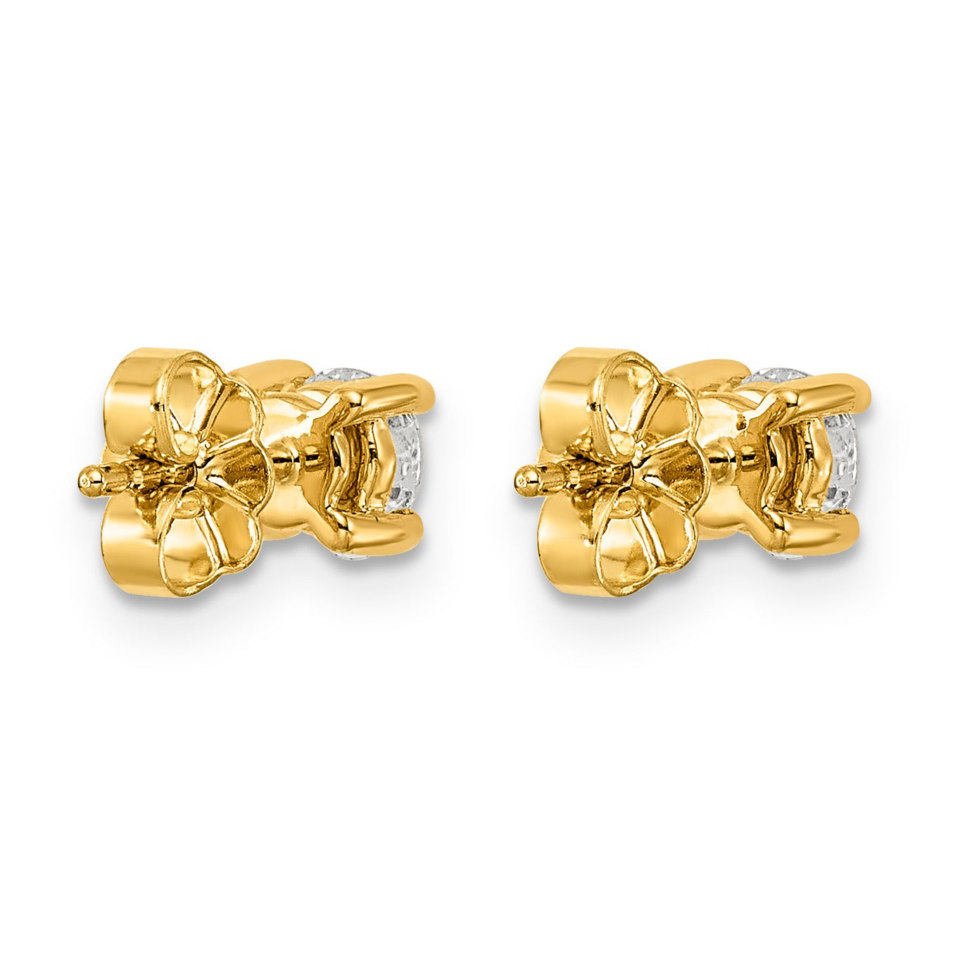14K Yellow Gold Round Lab Grown Diamond Stud Earrings