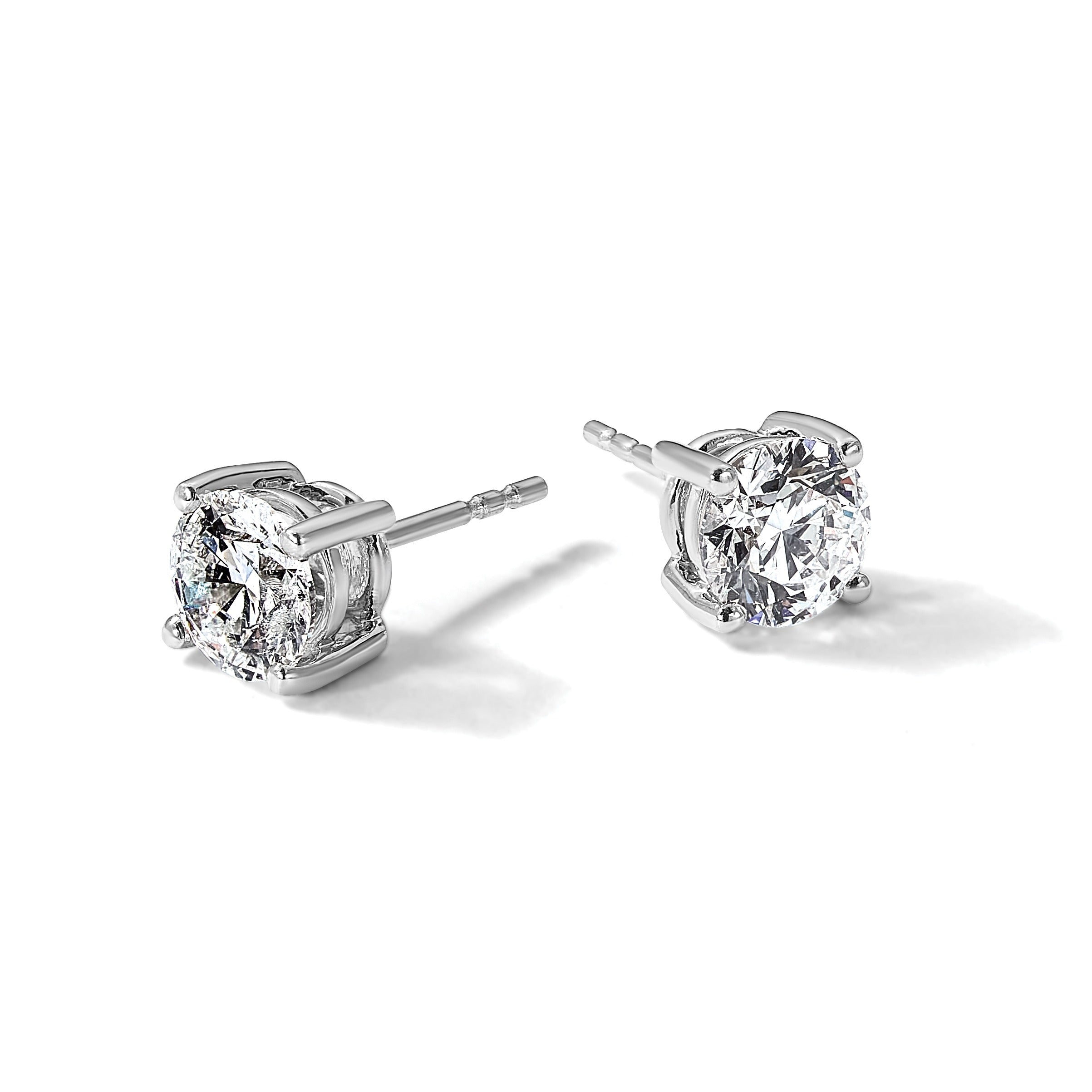 14K White Gold Round Shaped Lab Grown Diamond Stud Earrings