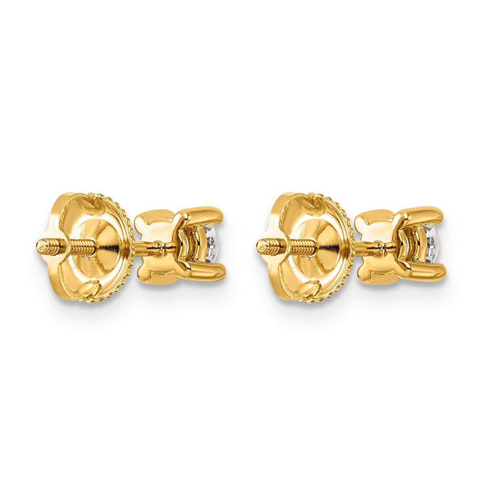 14K Yellow Gold  Lab Diamond Stud Earrings Round Shaped