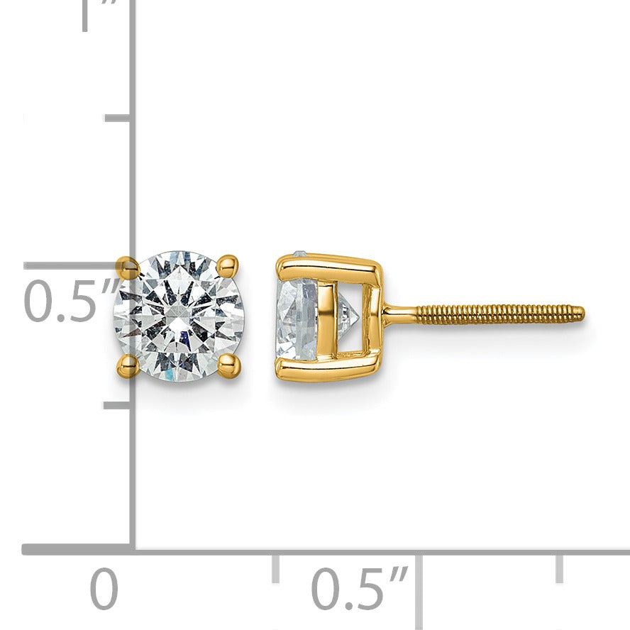 14K Yellow Gold Lab Grown Diamond Screwback Solitaire Stud Earrings
