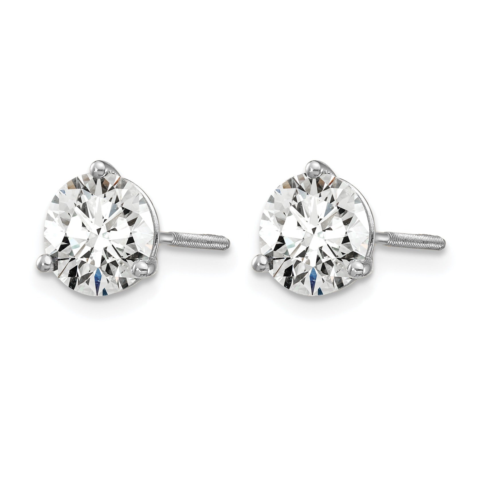 14K White Gold Round Shape Lab Diamond Stud Earrings
