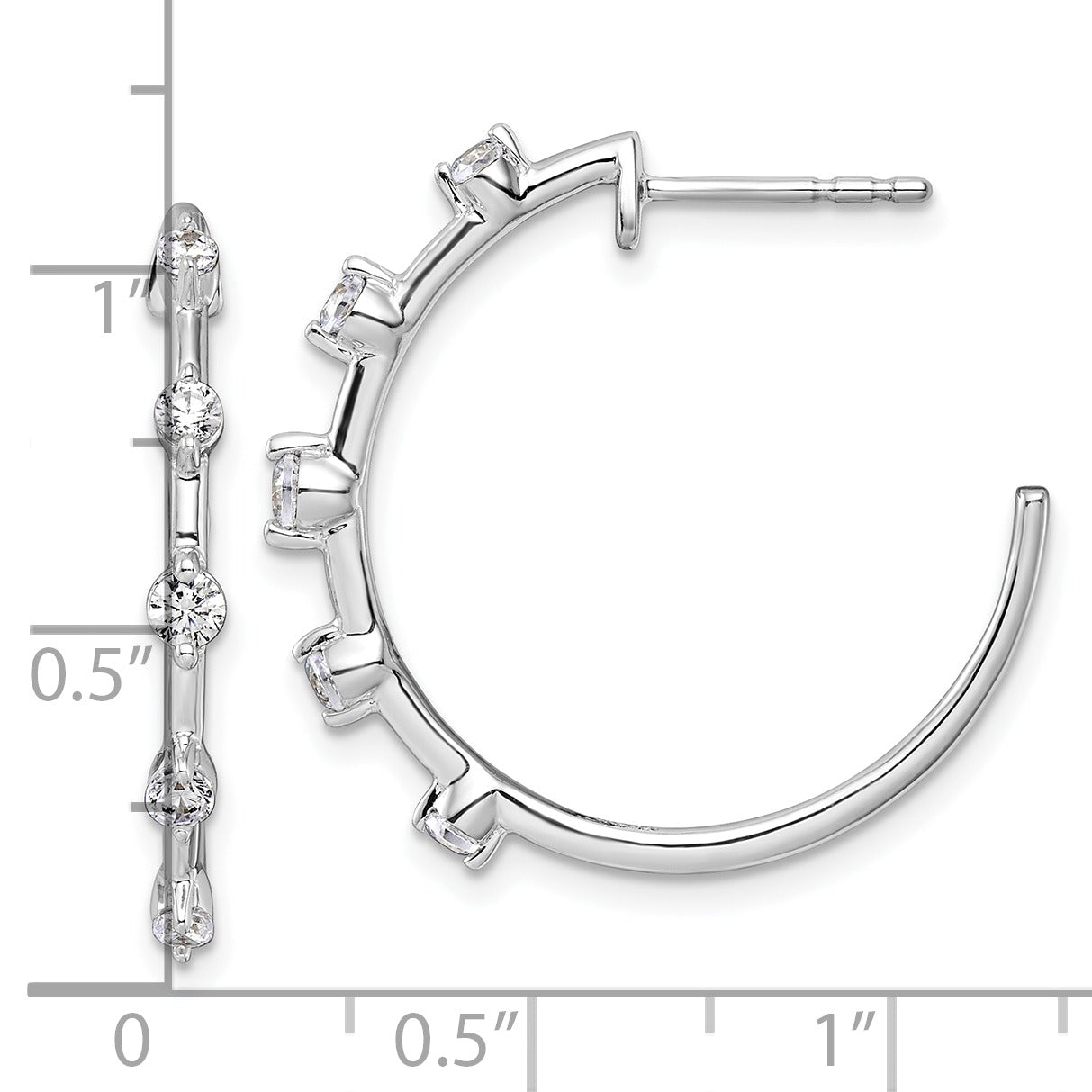 14k White Gold Lab Grown Diamond C-Hoop Post Earrings