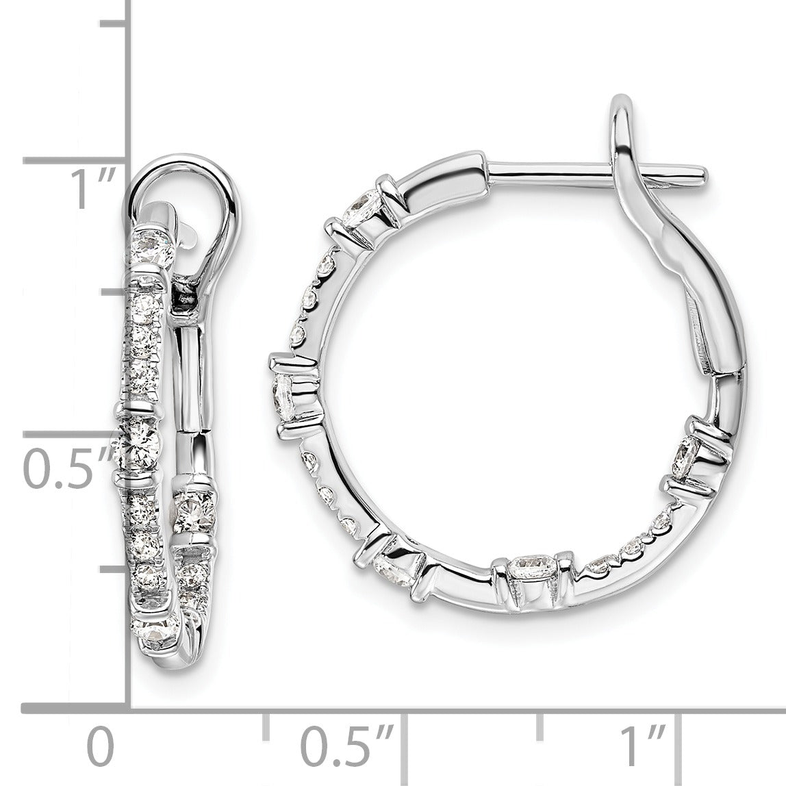14k Gold Lab Grown Diamond Complete In and Out Hoop Earrings