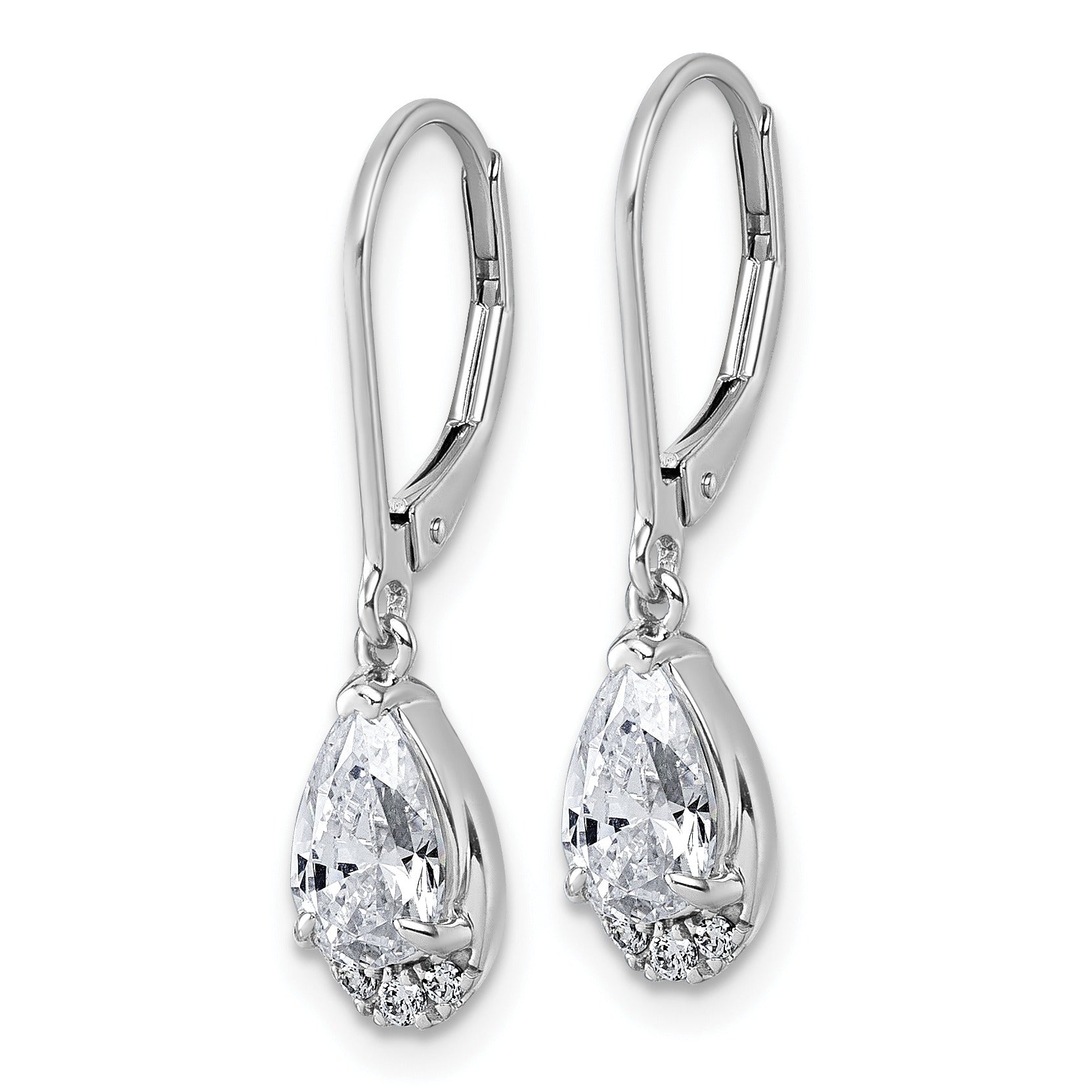 14K White Gold Lab Grown Diamond Leverback Earrings