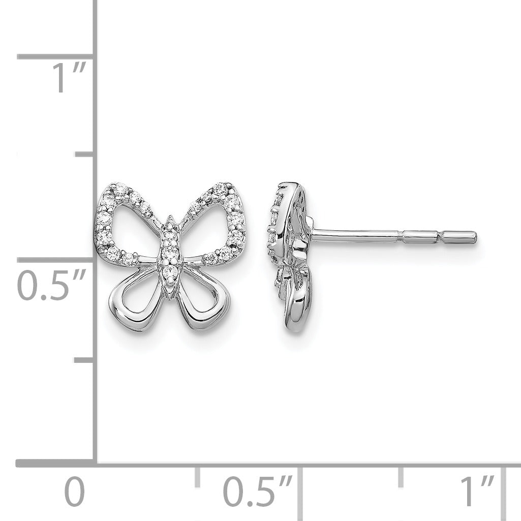 14K White Gold Lab Grown Diamond Butterfly Stud Earrings