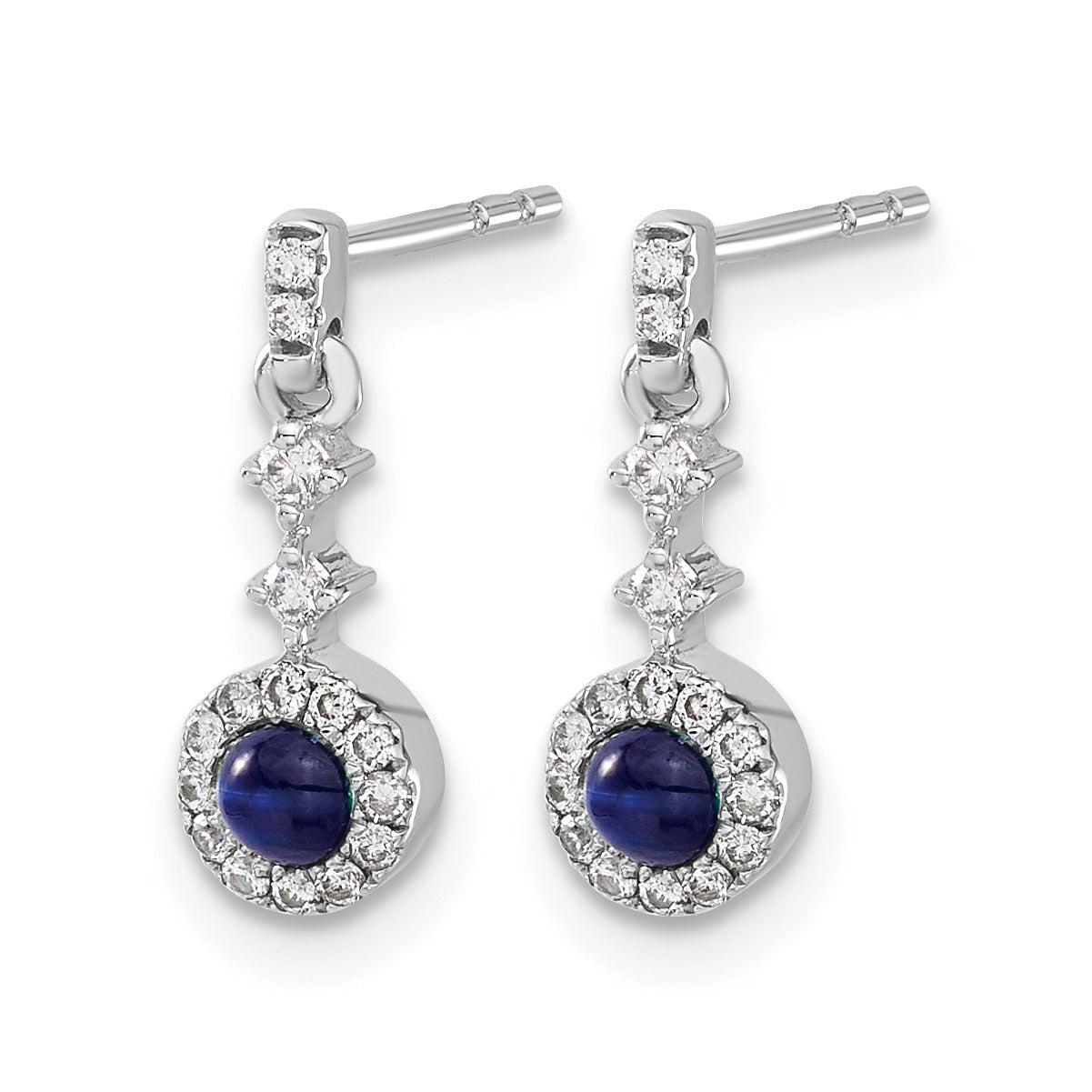 14k White Gold Lab Diamond  Created Sapphire Dangle Halo Earrings