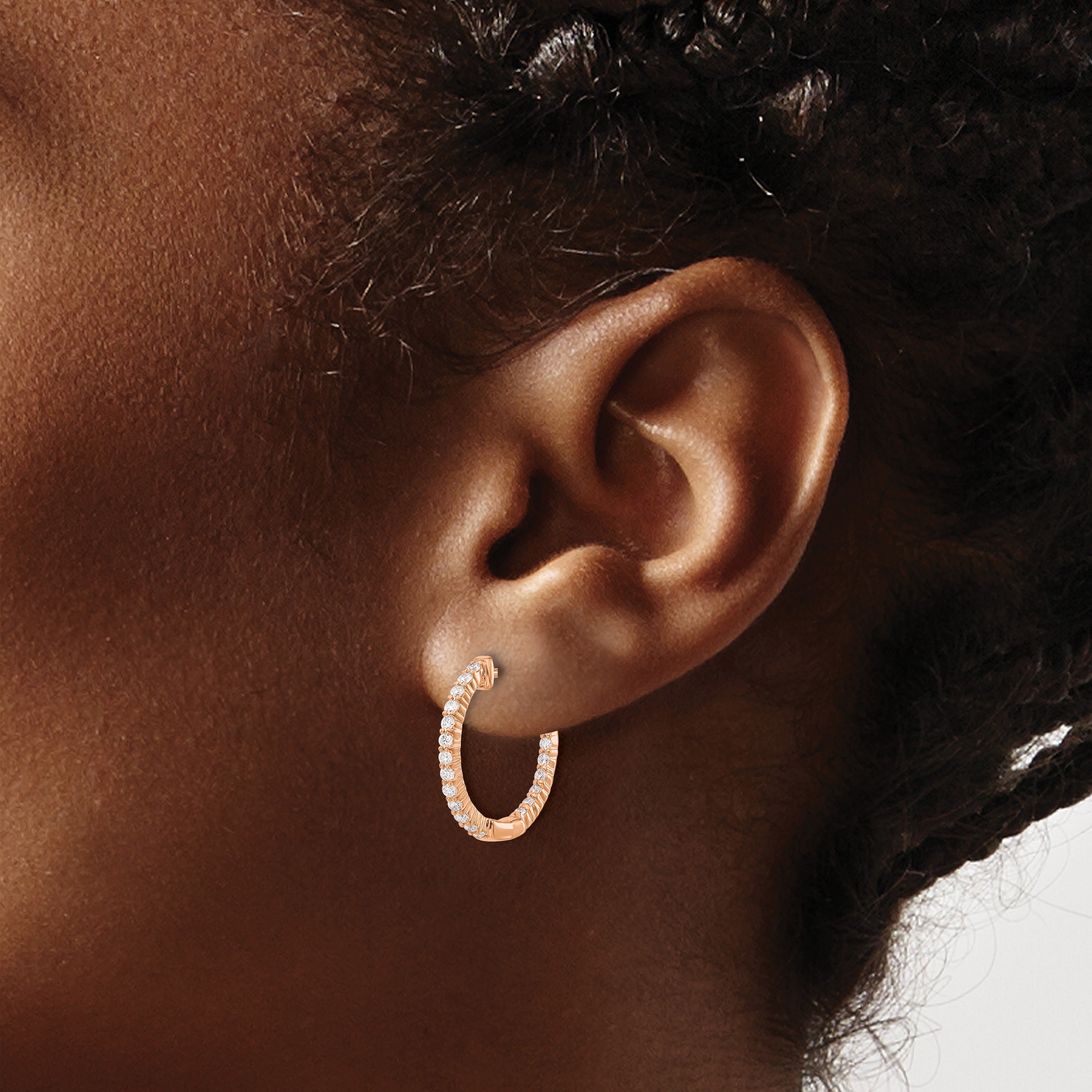 14k Gold Lab Grown Diamond In/Out Hoop Earrings