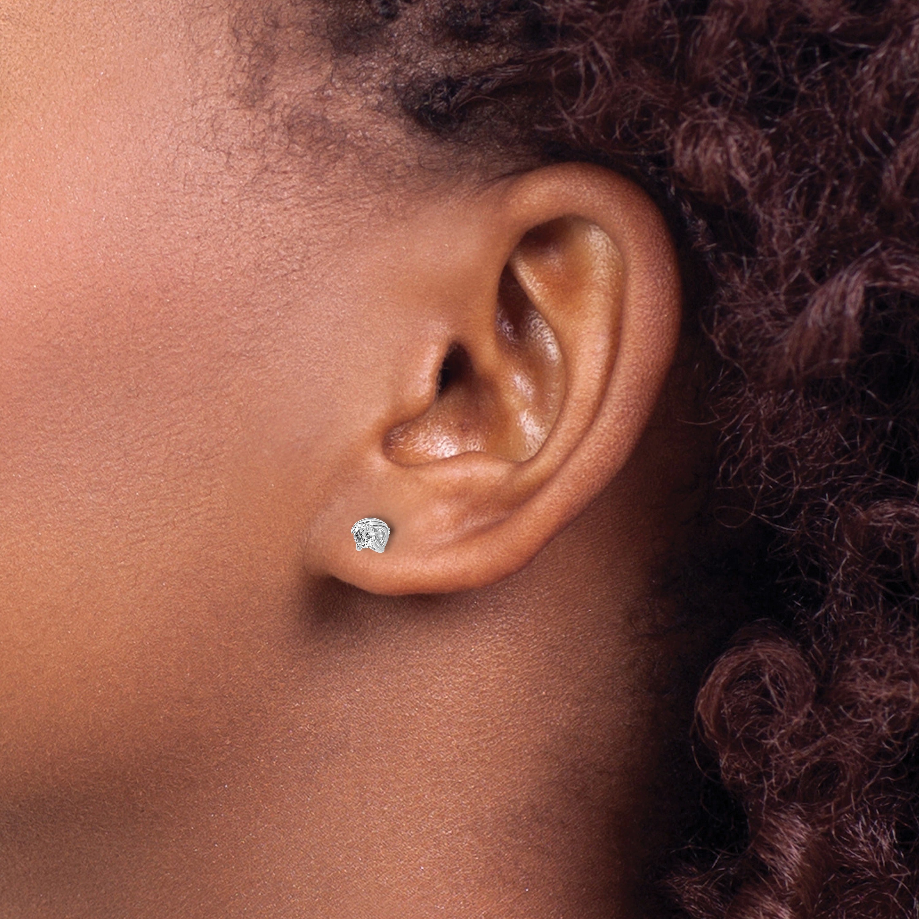 14k White Gold Lab Grown Diamond Solitaire Stud Post Earrings