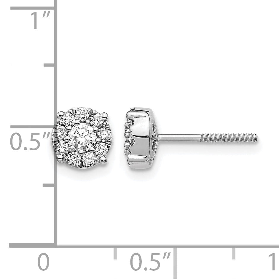 14K White Gold Lab Grown Diamond Cluster Screwback Post Stud Earrings