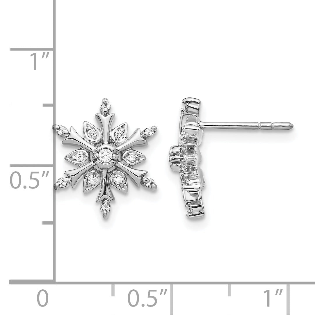 14k White Gold Lab Grown Diamond Snowflake Stud Earrings 0.16 Ct