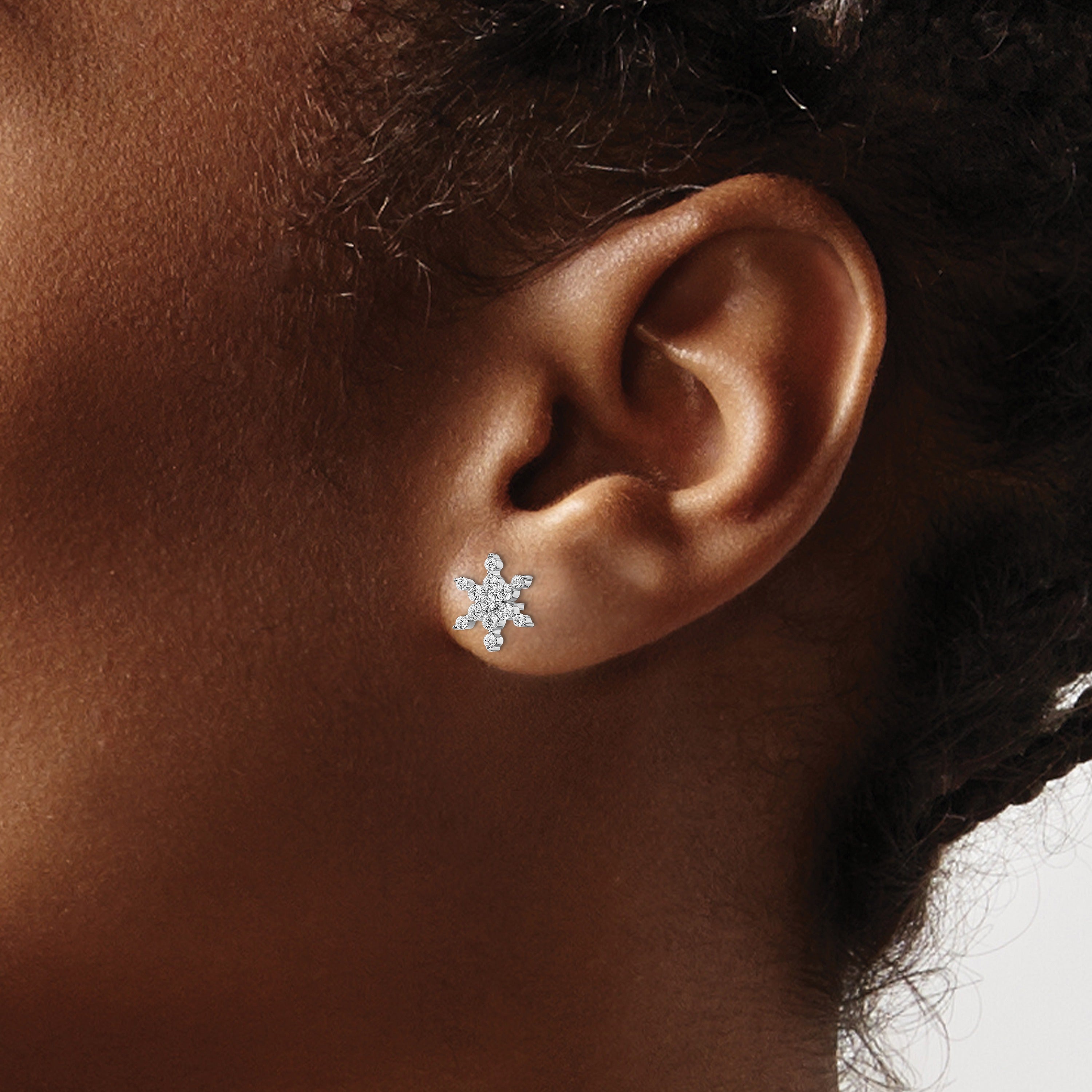14k White Gold Lab Grown Diamond Star Post Earrings