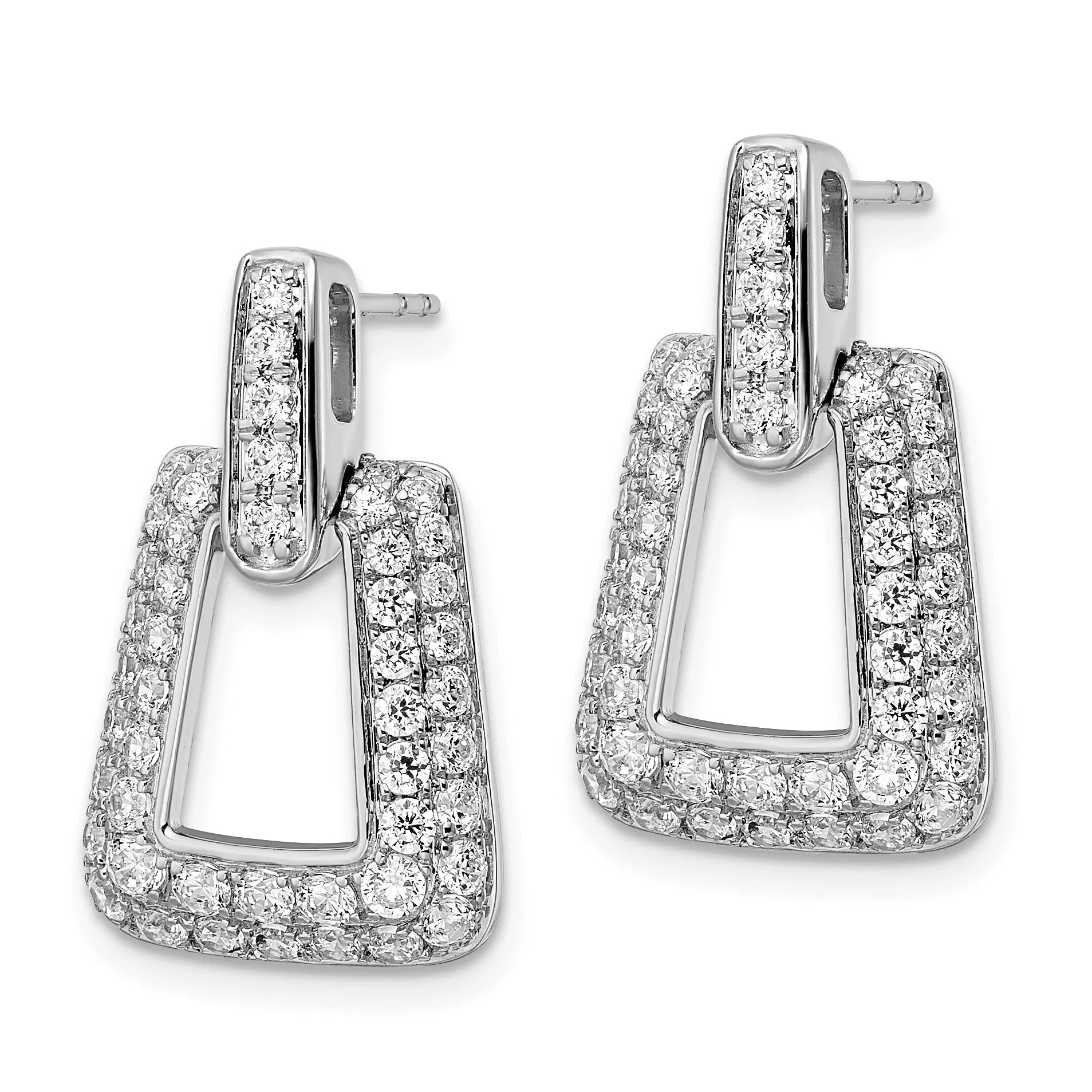 14K White Gold Lab Diamond Dangle Post Earrings - Fine Diamond