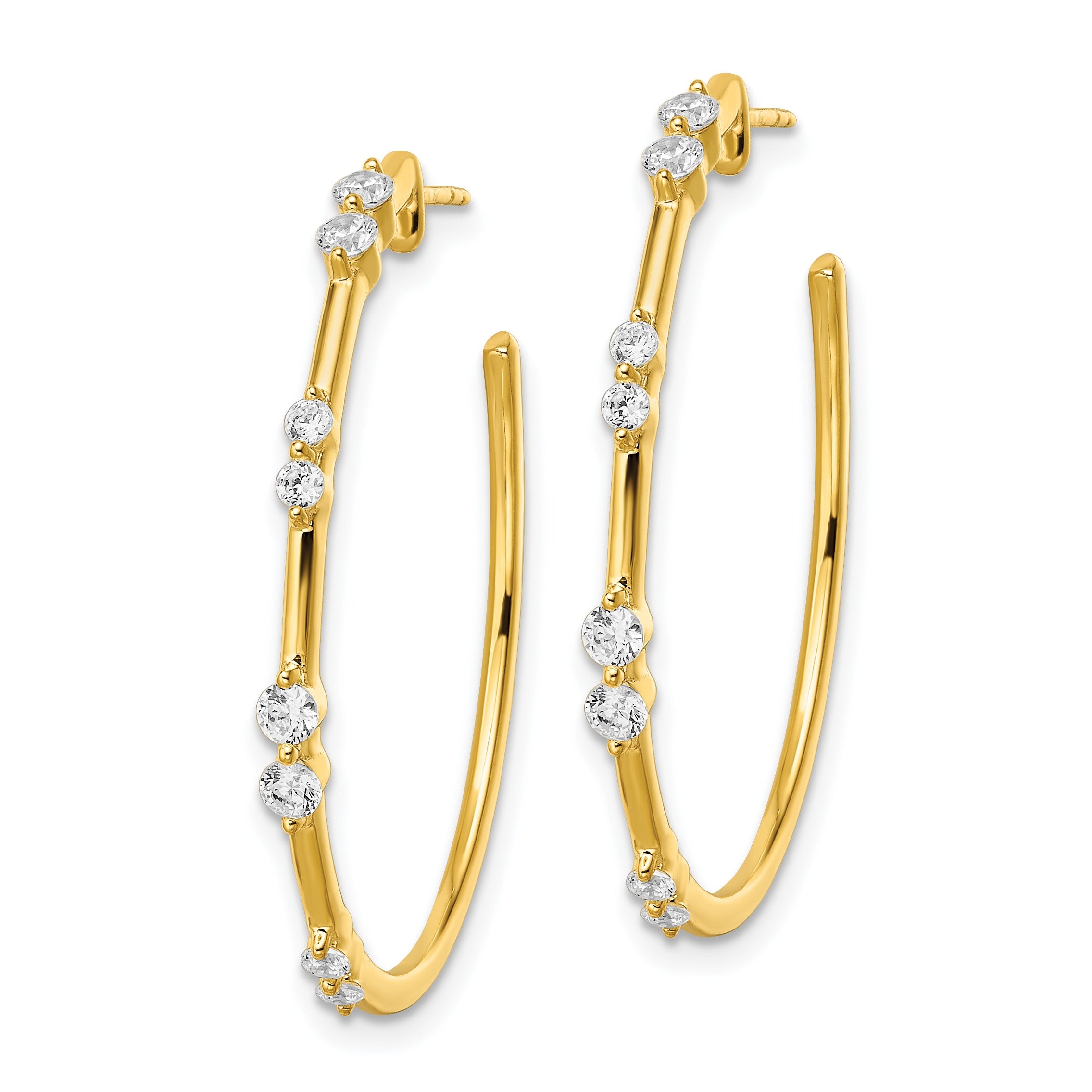 14K Gold Lab Grown Diamond Post Hoop Earrings