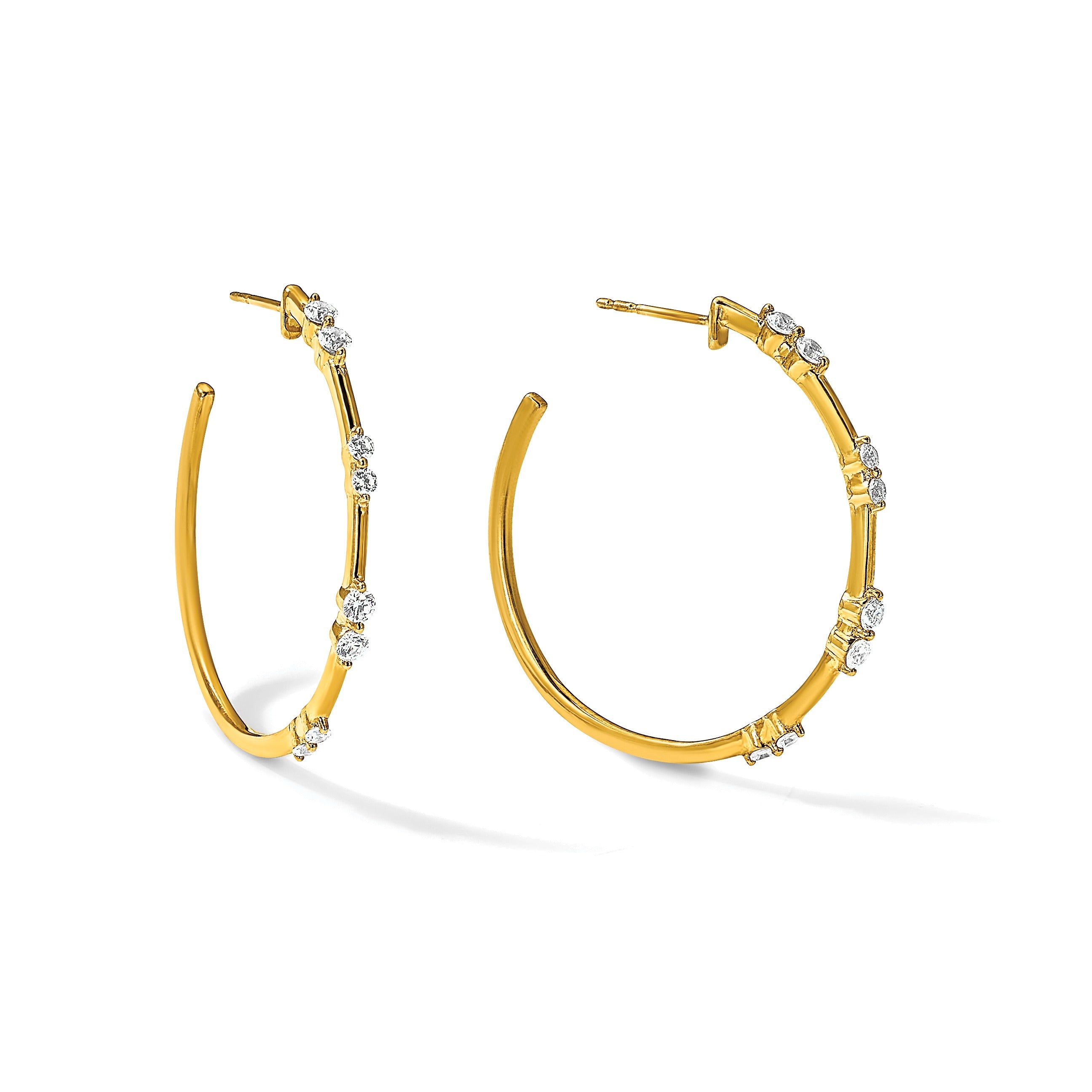 14K Gold Lab Grown Diamond Post Hoop Earrings