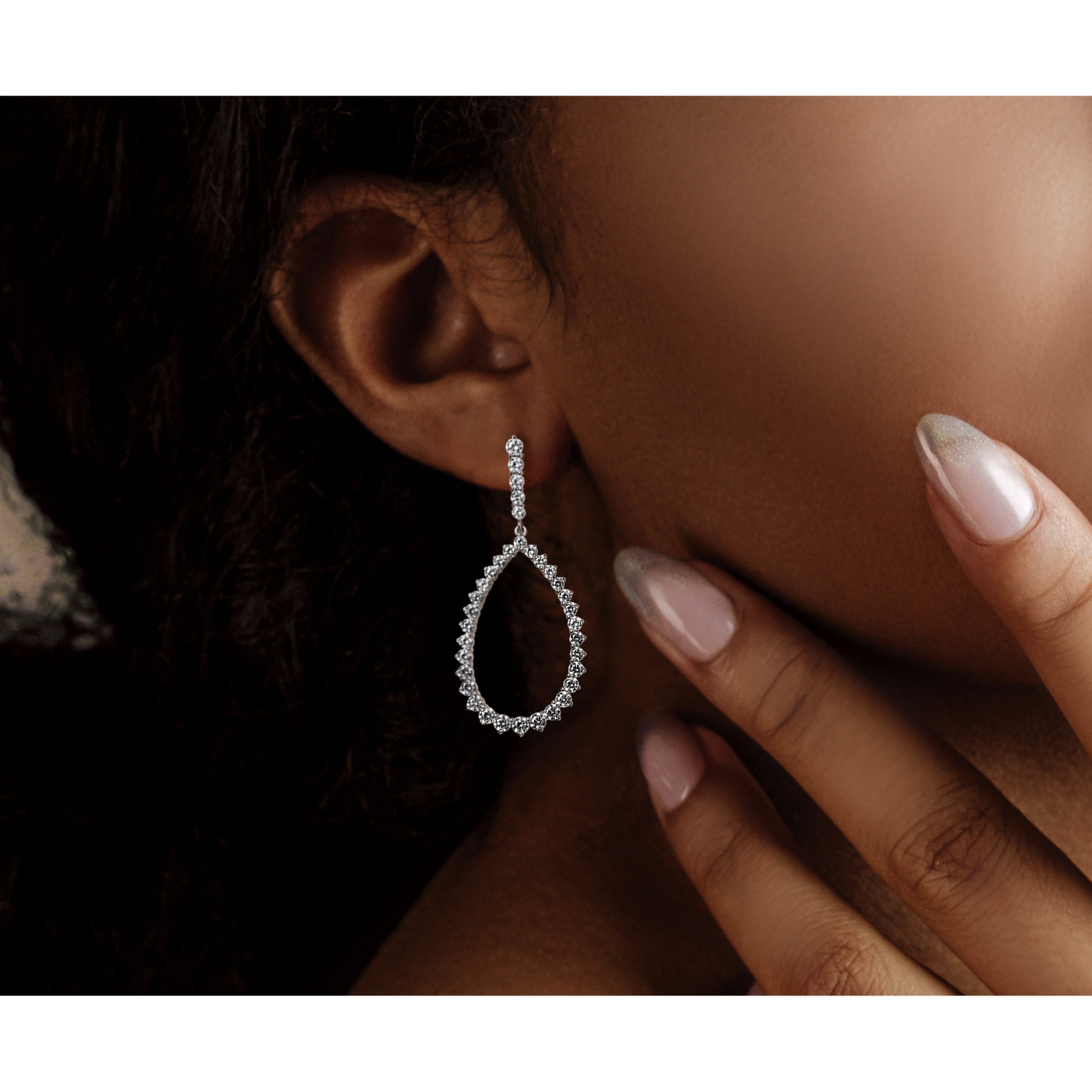 14K Gold 3 ct Lab Grown Diamond Dangle Earrings