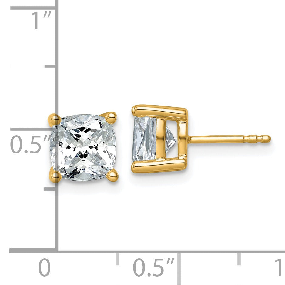 14K Gold Lab Grown Diamond Cushion Four Prong Stud Earrings