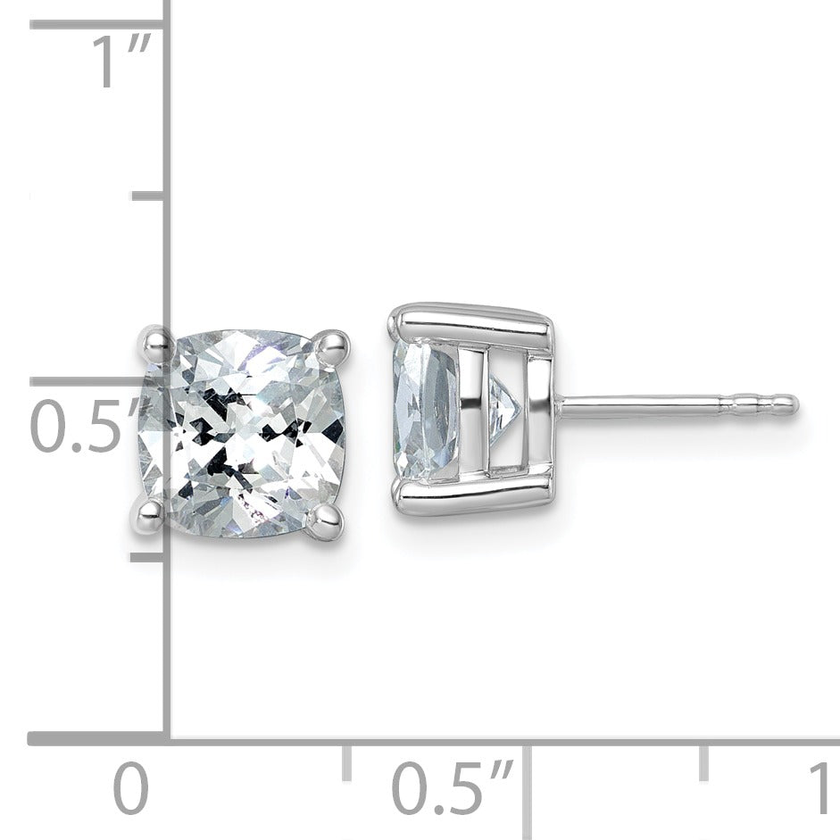 14K Gold Lab Grown Diamond Cushion Four Prong Stud Earrings