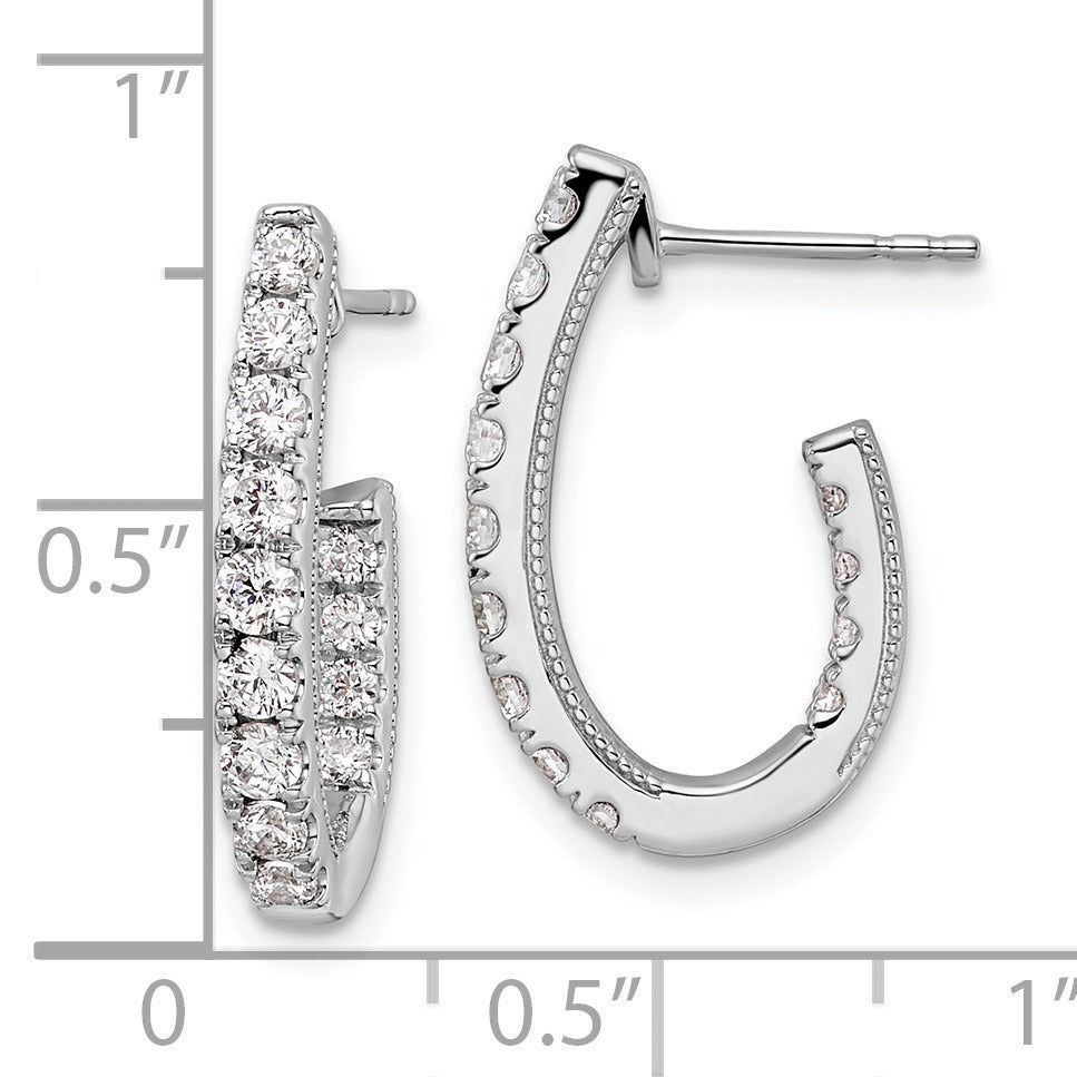 14K White Gold Lab Grown Diamond In and Out J-Hoop Earrings