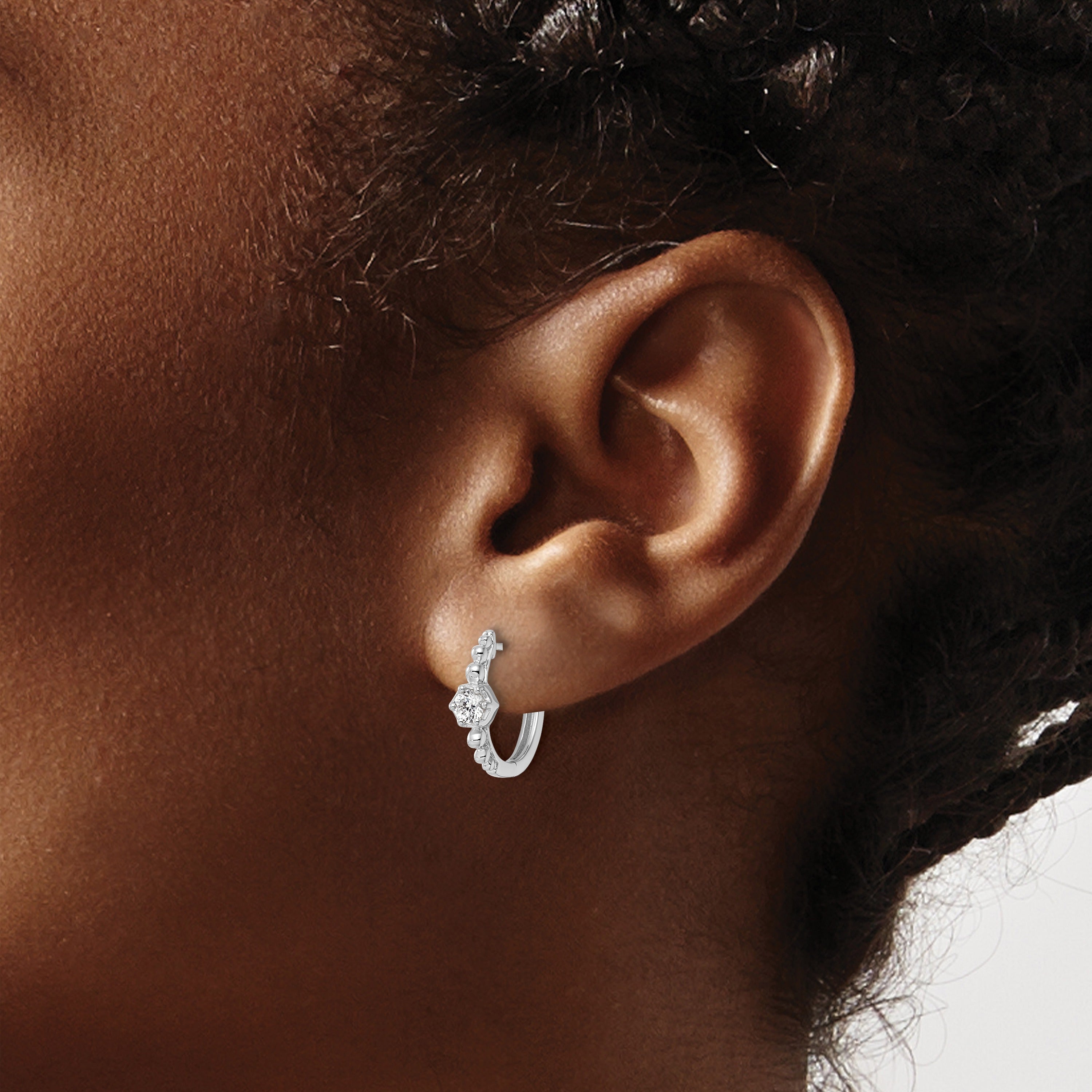 14K Yellow Gold Lab Diamond Hinged Hoop Earrings