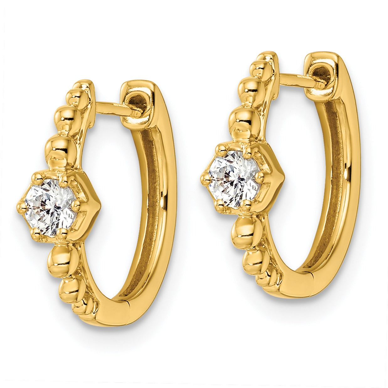 14K Yellow Gold Lab Diamond Hinged Hoop Earrings
