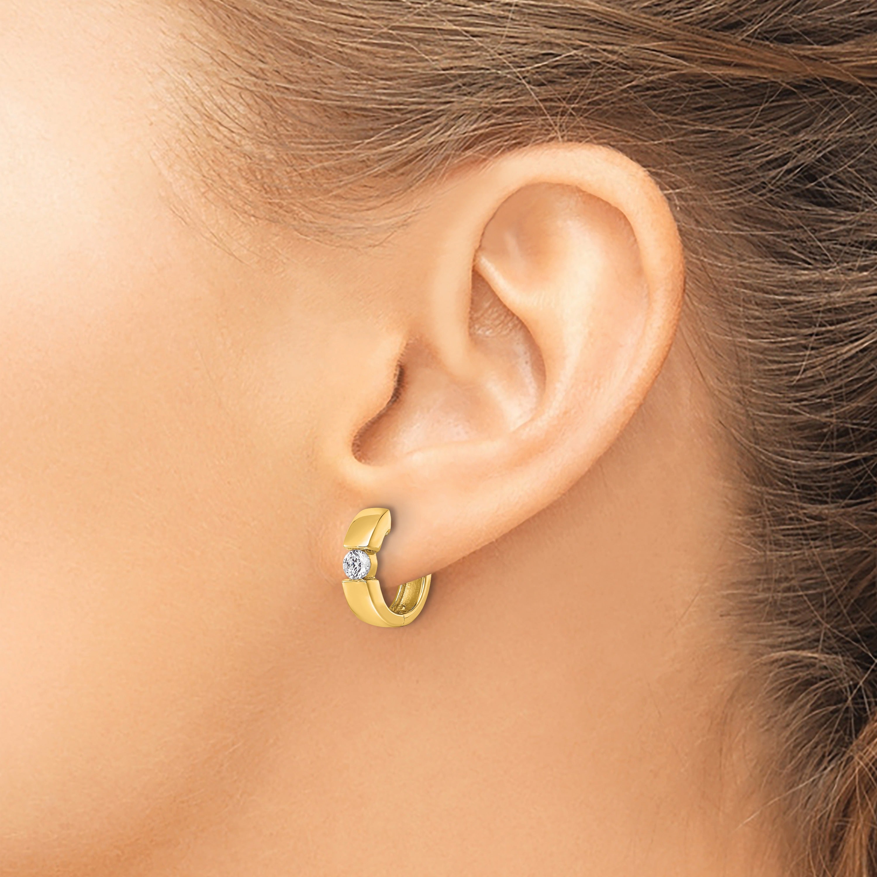 14K Gold Lab Grown Diamond Hinged Hoop Complete Earrings