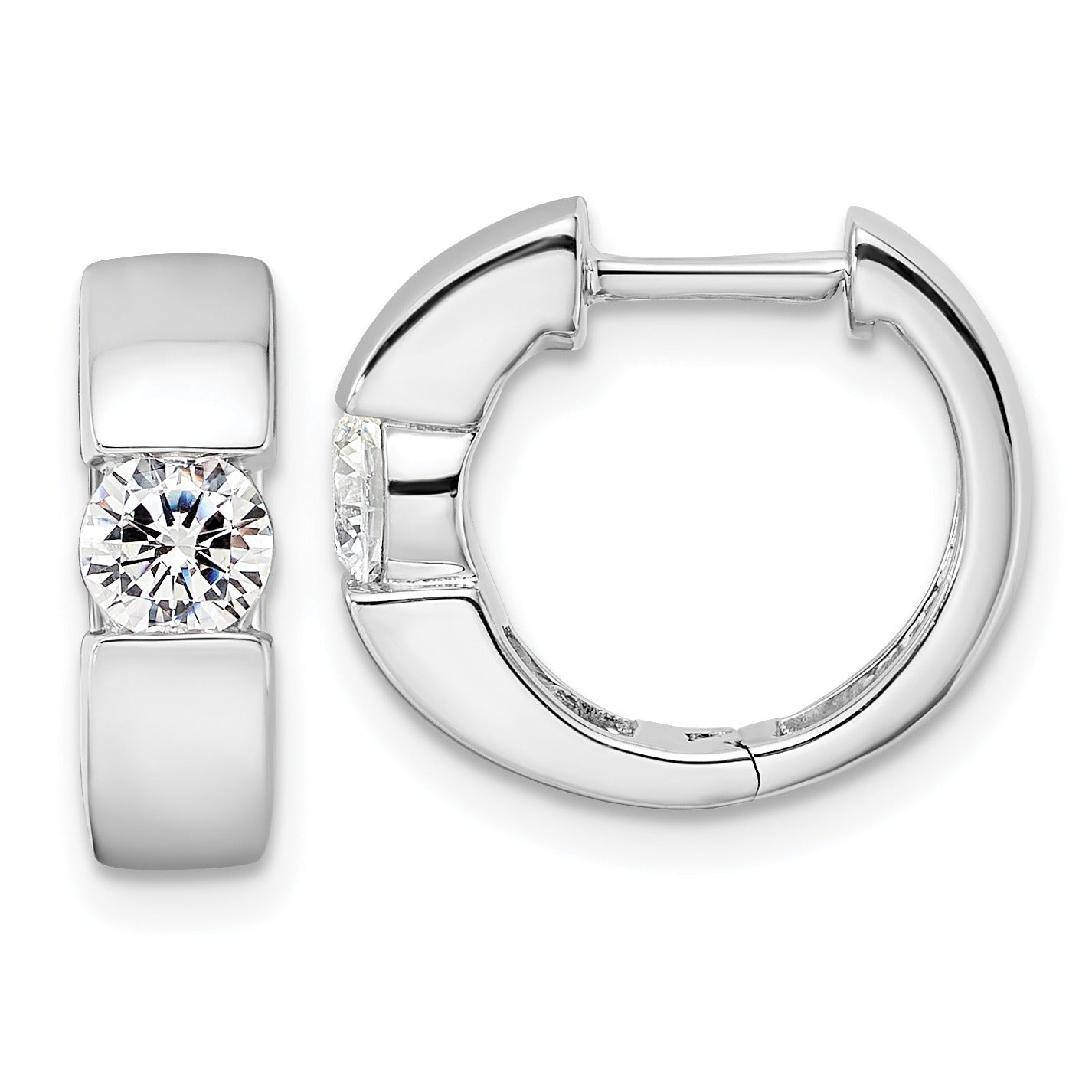 14K Gold Lab Grown Diamond Hinged Hoop Complete Earrings