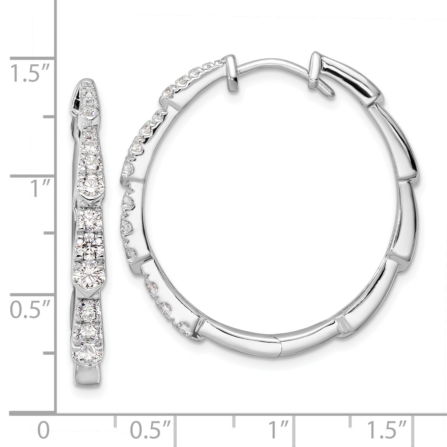 14K Gold Lab Grown Diamond Round Hoop Earrings
