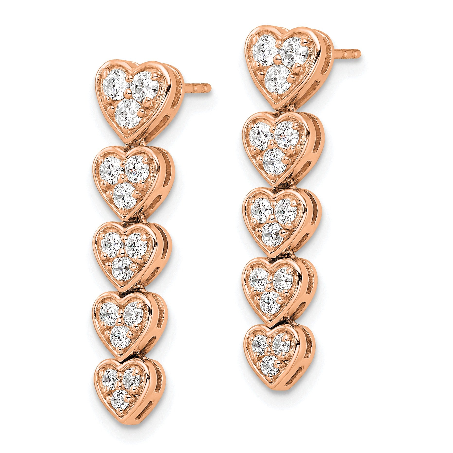 14K Gold Lab Grown Diamond Heart Dangle Post Earrings