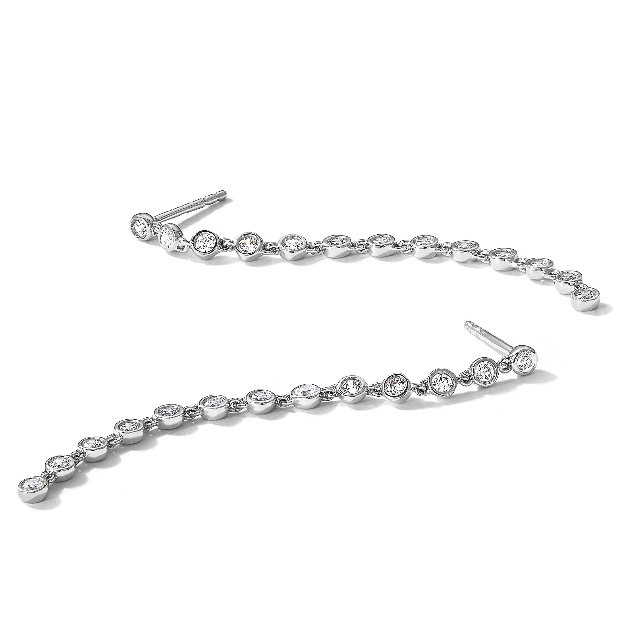 14K White Gold Lab Diamond Dangle Post Earrings