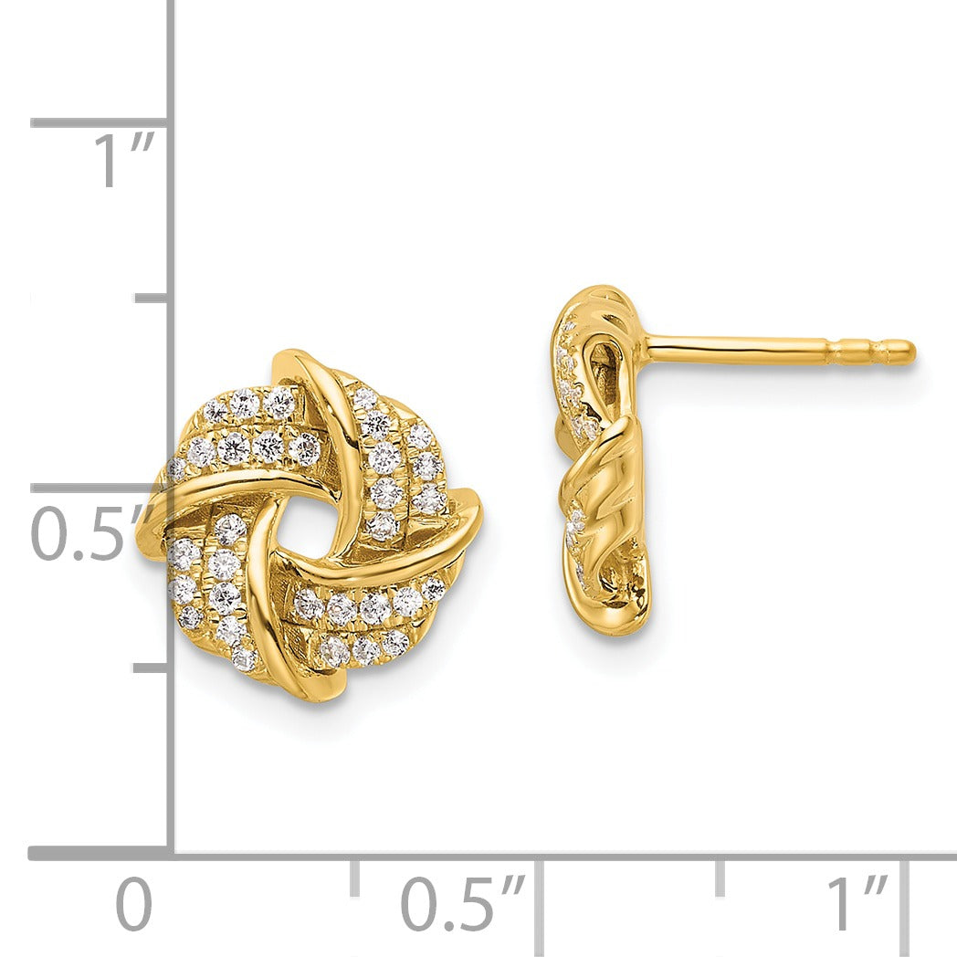 14K Lab Grown Diamond Love Knot Post Stud Earrings