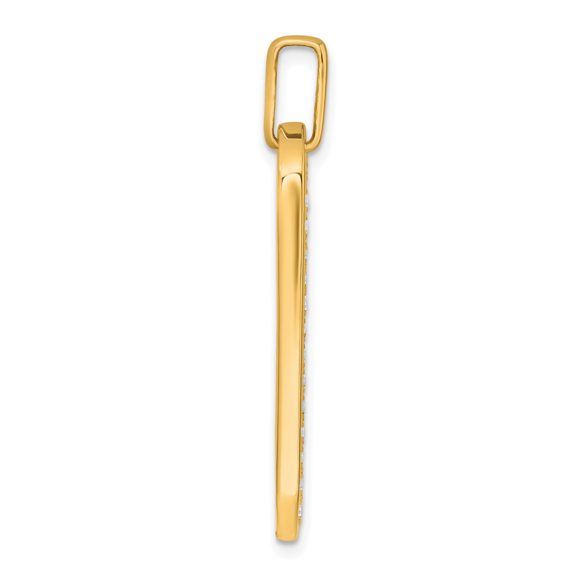 14K Gold  1 carat Lab Grown Diamond Dog Tag Pendant