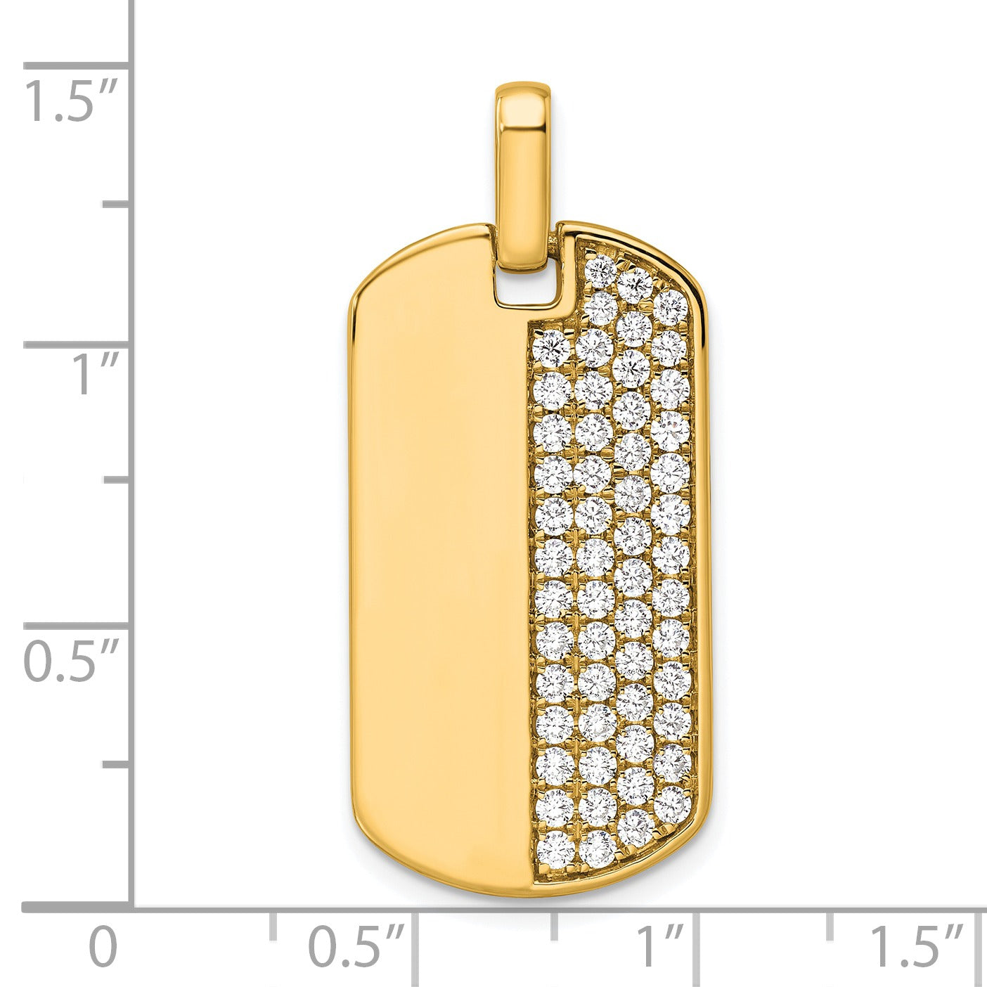 14K Gold  1 carat Lab Grown Diamond Dog Tag Pendant