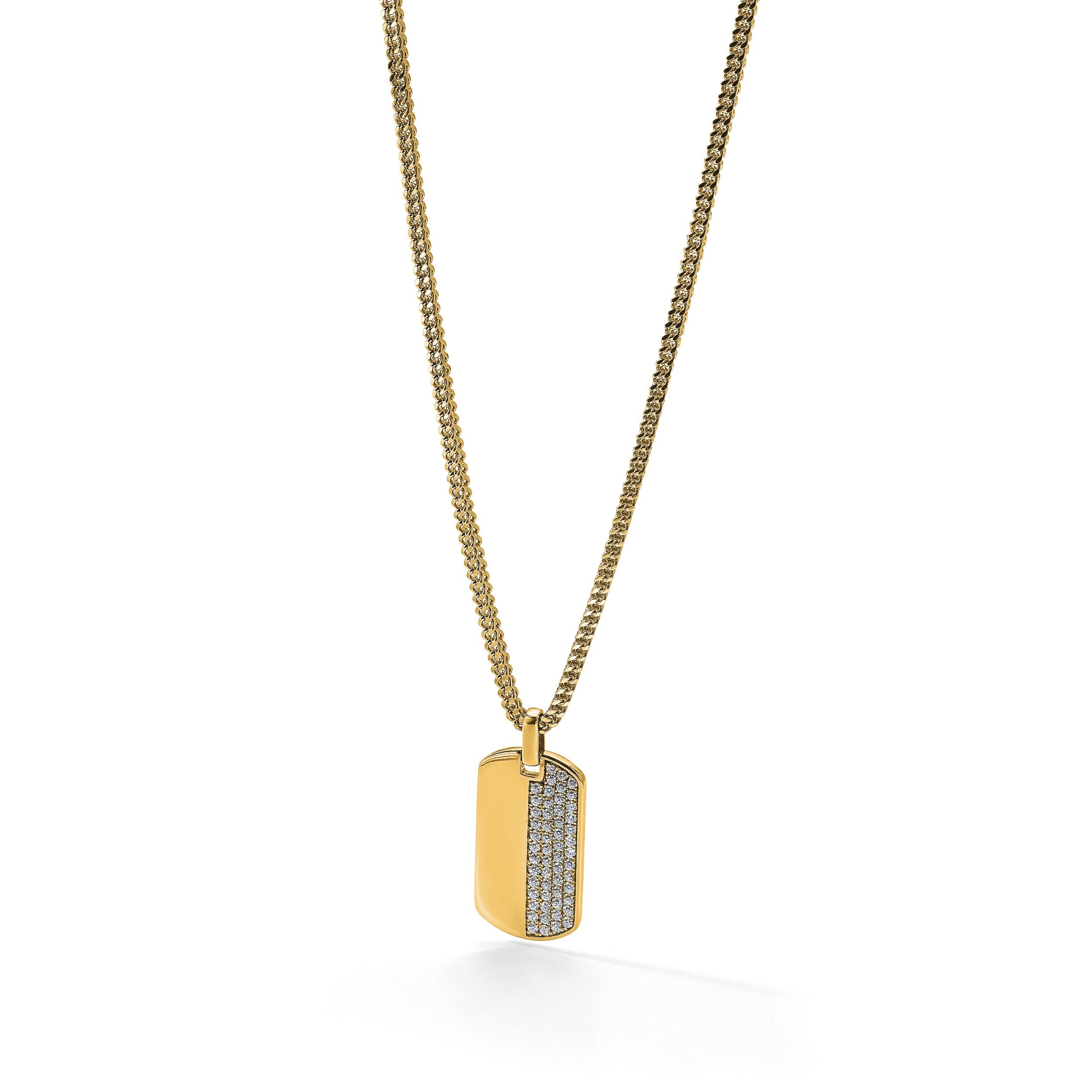 14K Gold  1 carat Lab Grown Diamond Dog Tag Pendant