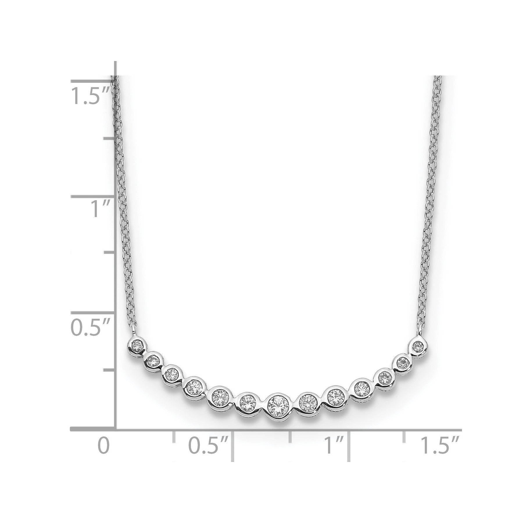 14K White Gold 1/4 carat Lab Grown Diamond Curved Bar Necklace