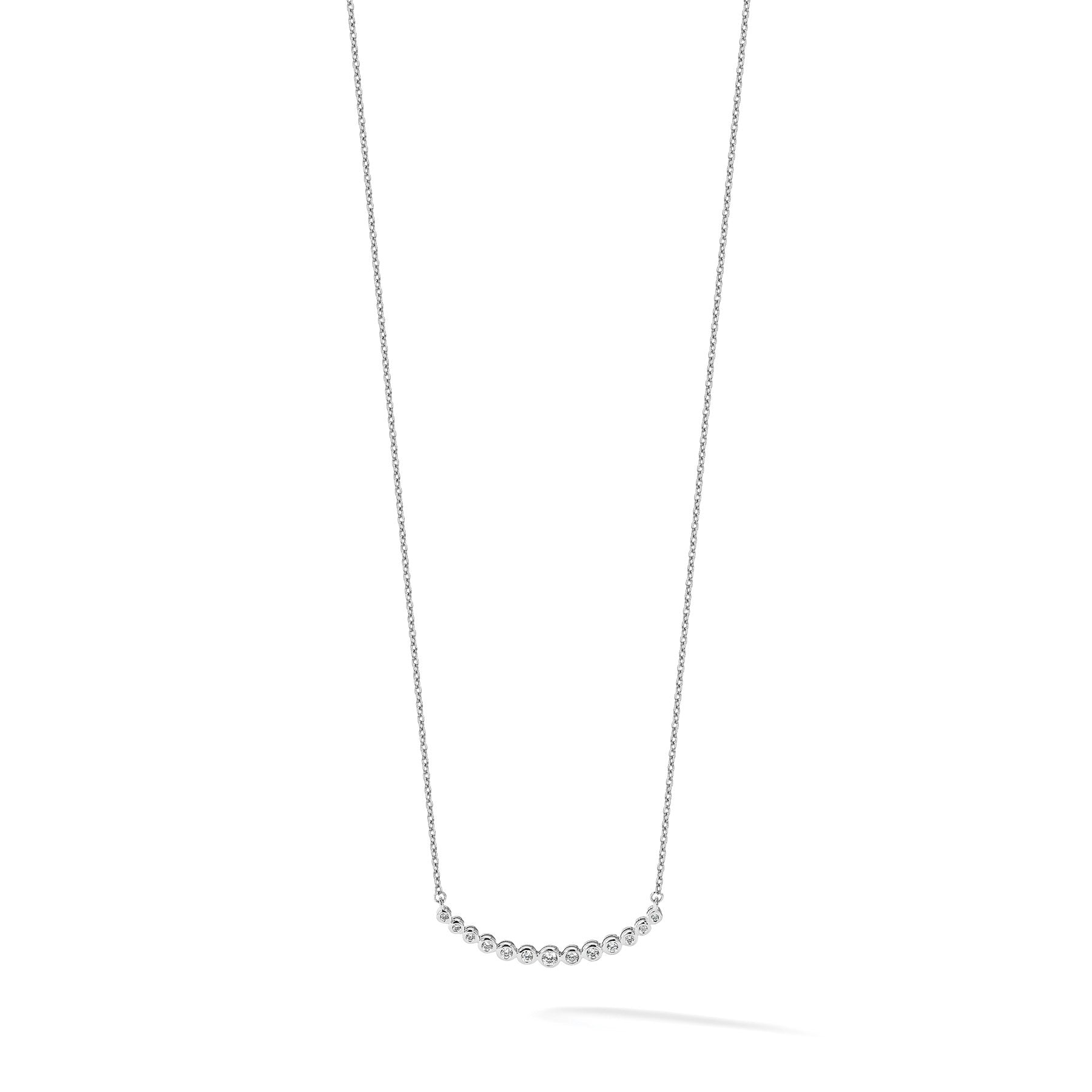 14K White Gold 1/4 carat Lab Grown Diamond Curved Bar Necklace