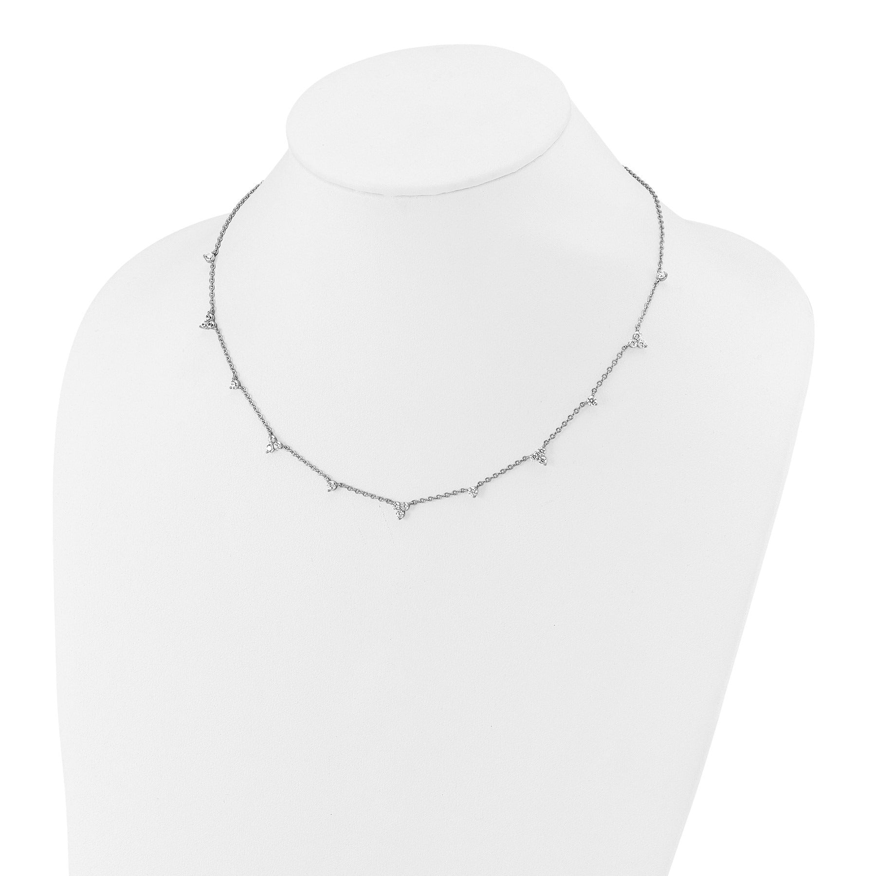 14k White Gold Lab Grown Diamond Eleven Station Necklace