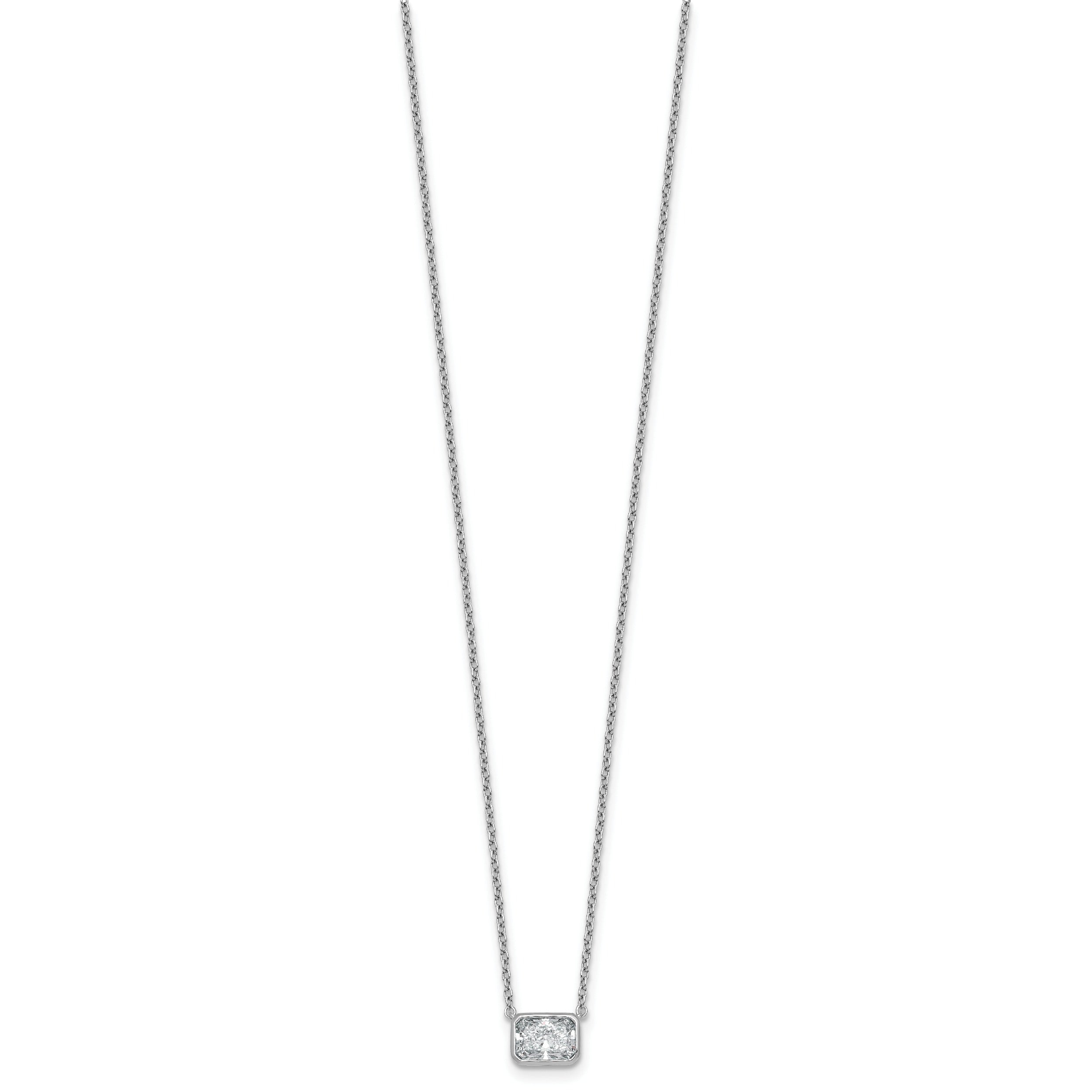 14k White Gold Lab Grown Diamond Bezel Set Solitaire Necklace