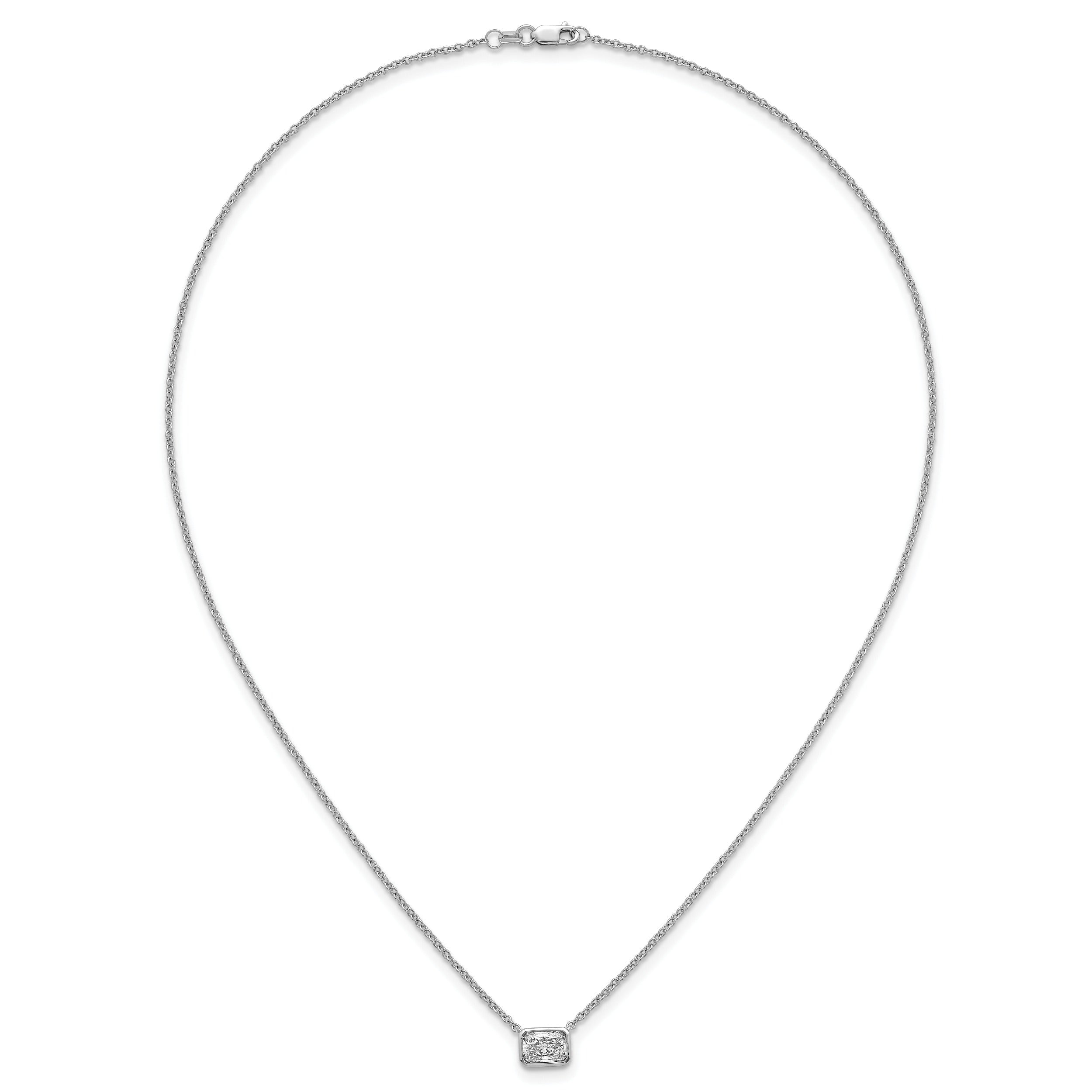 14k White Gold Lab Grown Diamond Bezel Set Solitaire Necklace