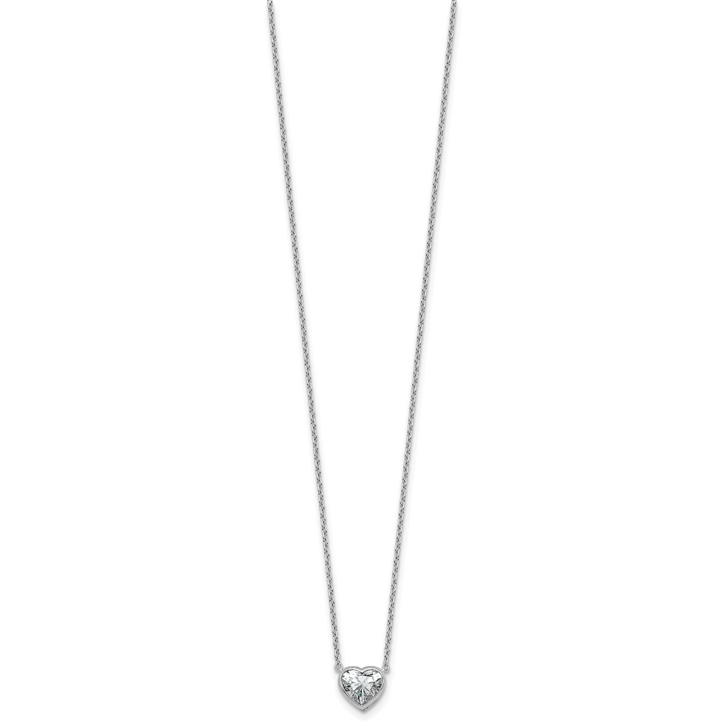 14k White Gold Lab Grown Diamond Solitaire Heart Necklace