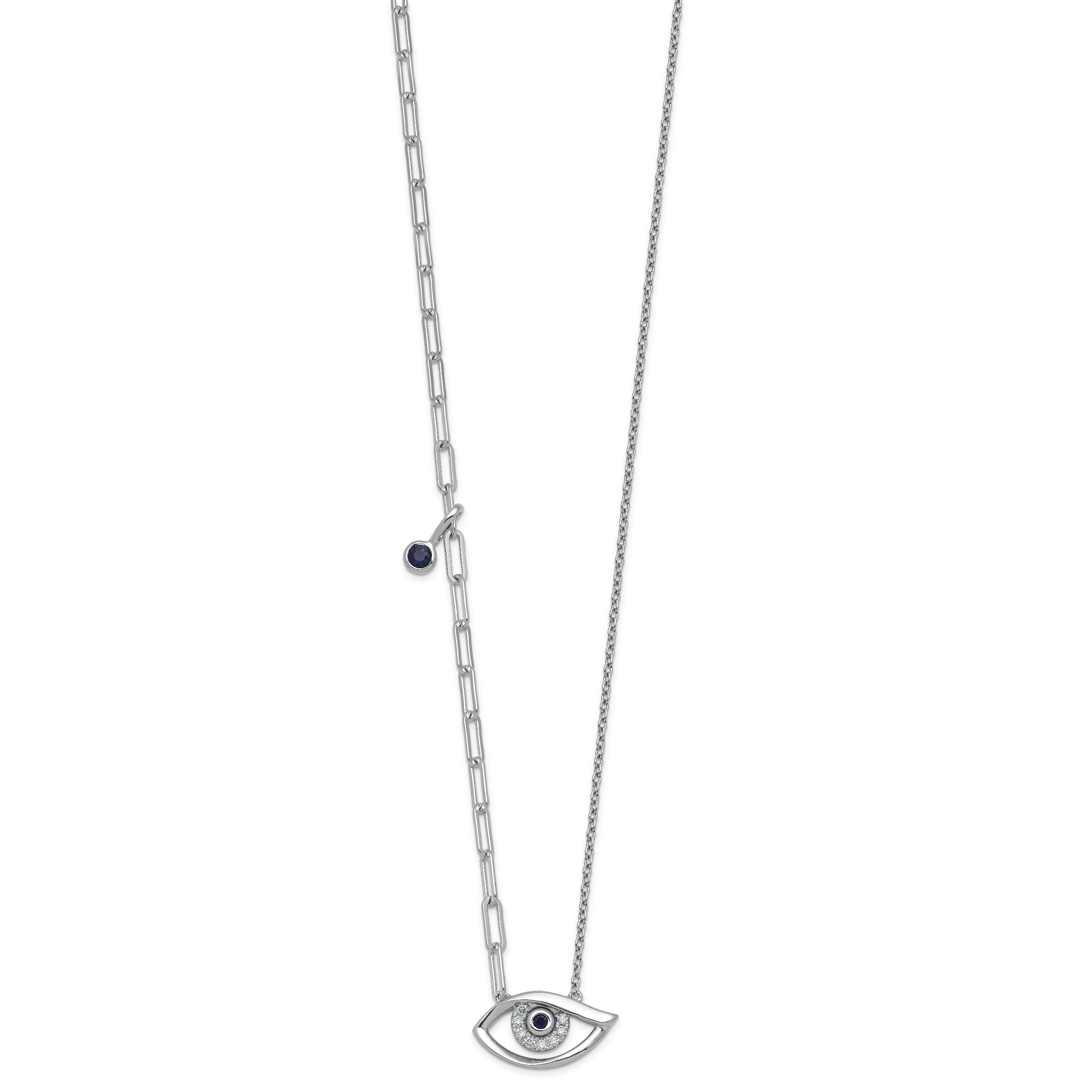 0.06 Ct Round White Lab Diamond Pave 14k White Gold Evil Eye Pendant Necklace