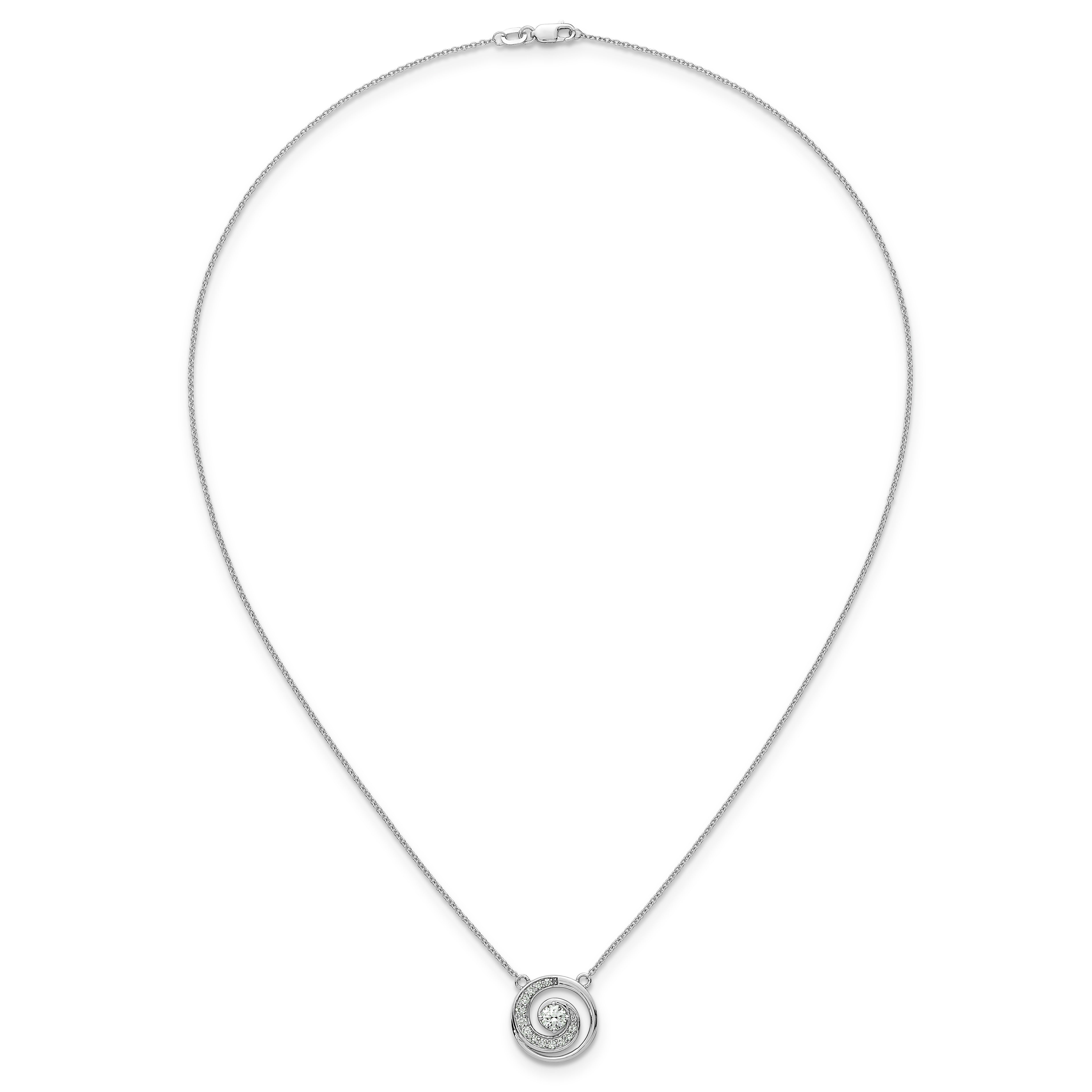 Round White Lab Diamond Prong 14k Gold Pendant Necklace